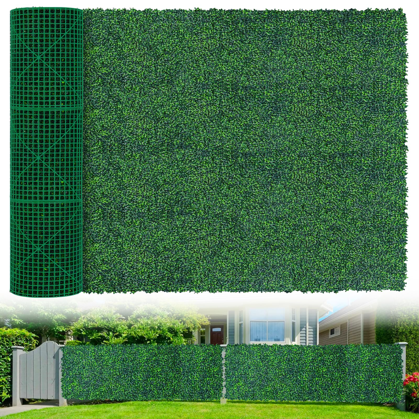 Photo 1 of Grooy Artificial Boxwood Roll Panels,72"x 160"(80 sq.ft) UV-Anti Faux Ivy Leaves Privacy Fence Screen Grass Wall Roll Panels for Indoor Home Decor and Outdoor Garden Backyard