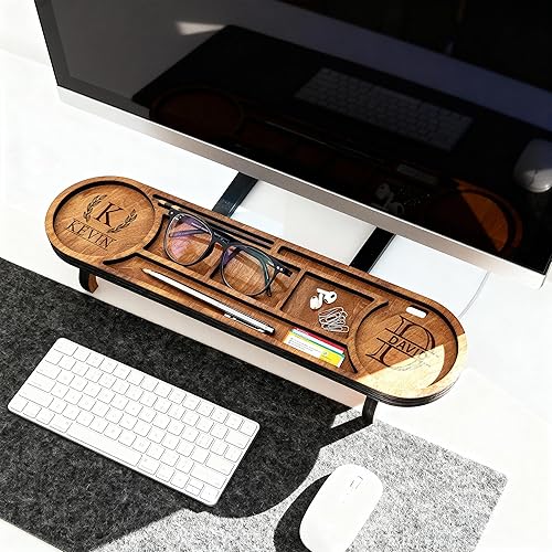 Miniatura 9 de Se envía al día siguiente, Organizador de escritorio de madera personalizado, Soporte personalizado para teléfono y tableta, Accesorio de oficina de