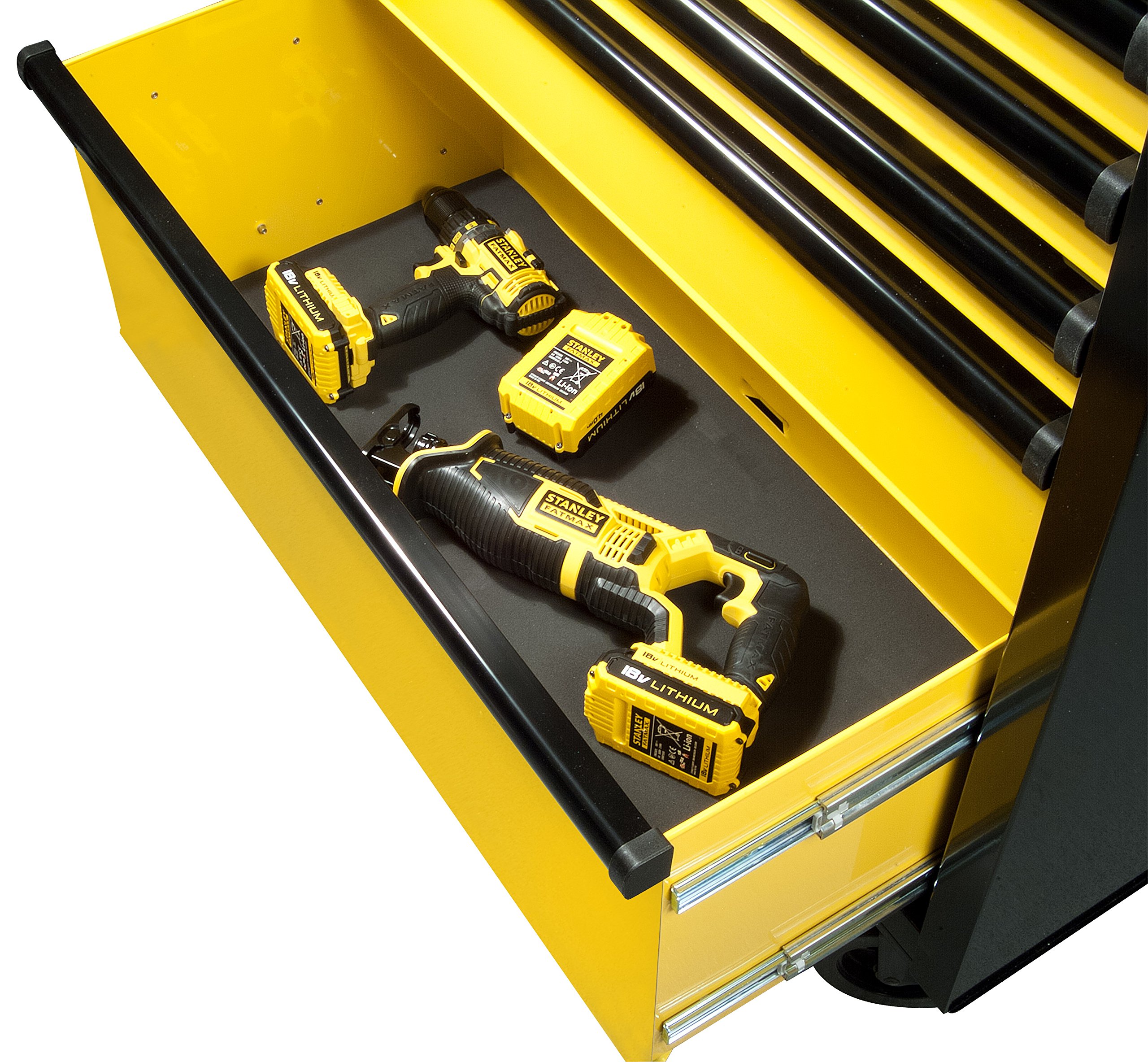 STANLEY Fmht0-74027 Servante 5 Tiroirs - Gamme FATMAX - Amortisseurs De Tiroir - Tapis De Sol En Caoutchouc - Fermeture Centrale Et Sécurisé - Roues Extra Résistantes