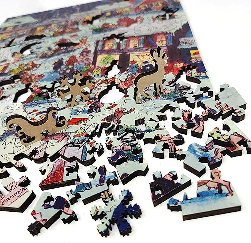 Miniatura 7 de Rompecabezas de madera para adultos, piezas de forma única, fabricado en los Estados Unidos por FoxSmartBox - 263 piezas - Nochebuena en Yapp's