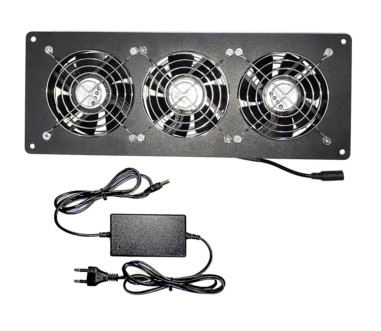 Fourdot Cooling Fan System 12 Inch with Power adaptor, for Home Theater AV Cabinets Triple 4 Inch 92mm Fan Model 392