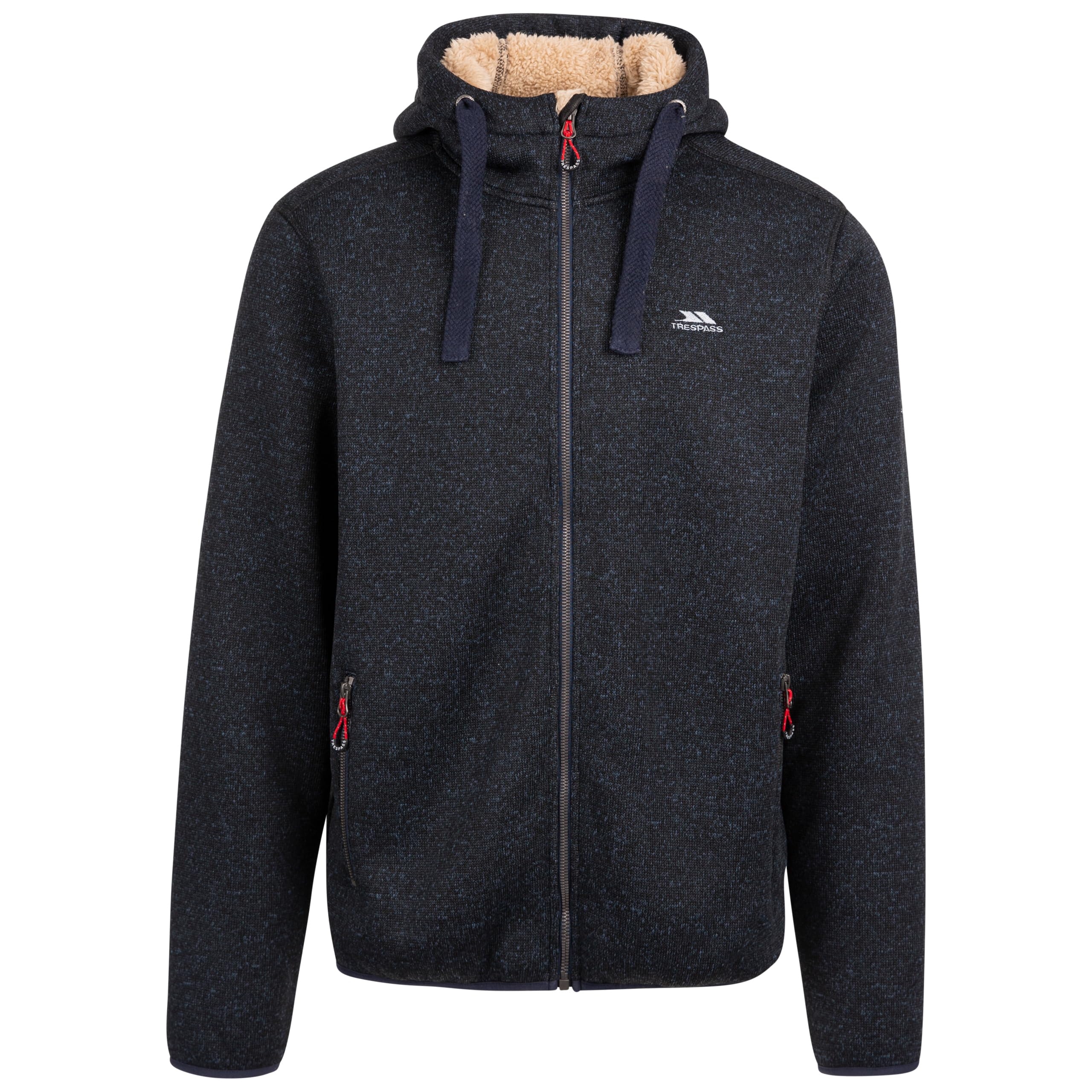 Trespass Men's Navy Marl Fleece With Full Zip Hooded And 2 Zip Pockets Tableypipe