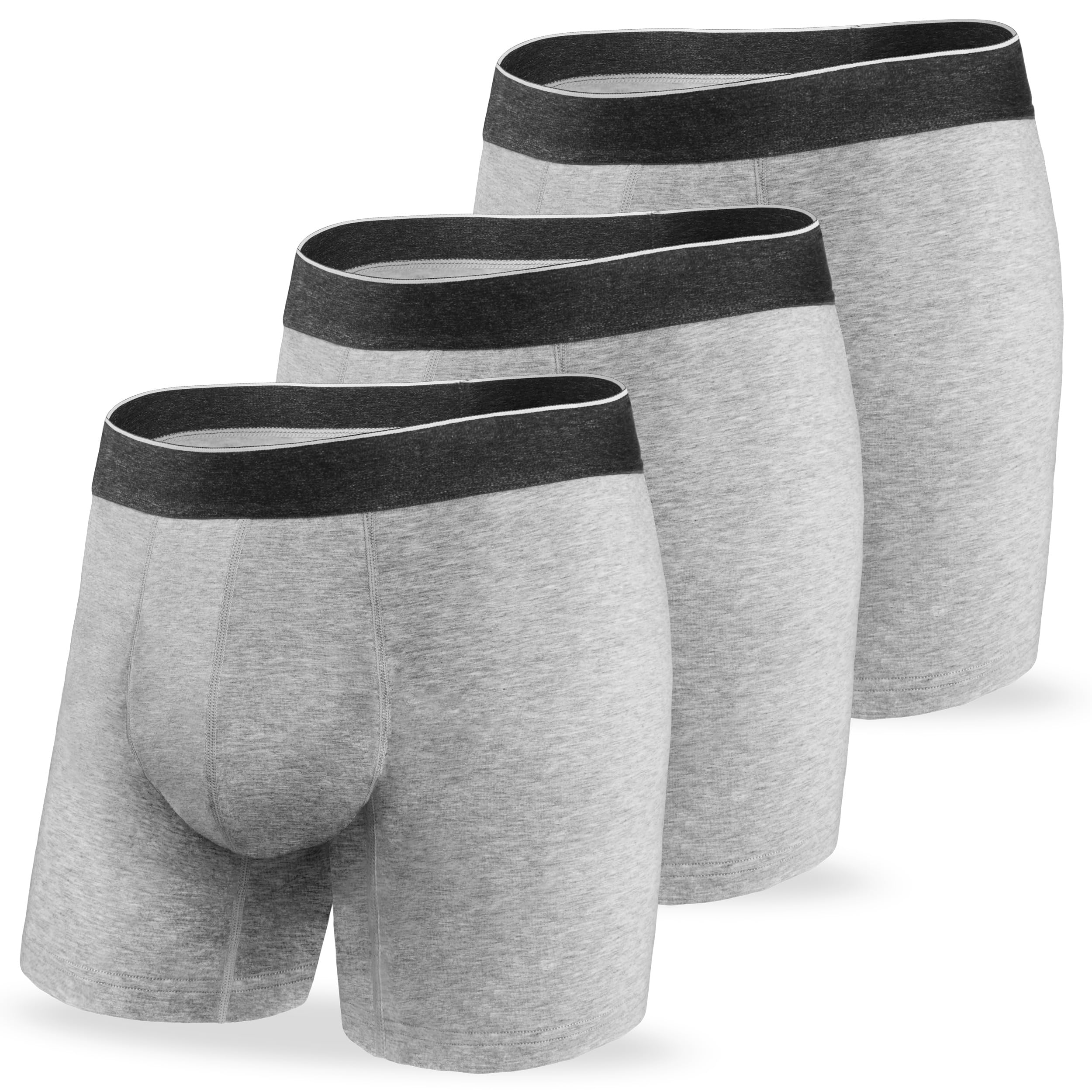 REELINDRY Washable Incontinence Underwear for Men Absorbent 2.3 oz Leak Proof Boxer Briefs Bladder Control 3 Pack (3 Light Gray, 4XL)