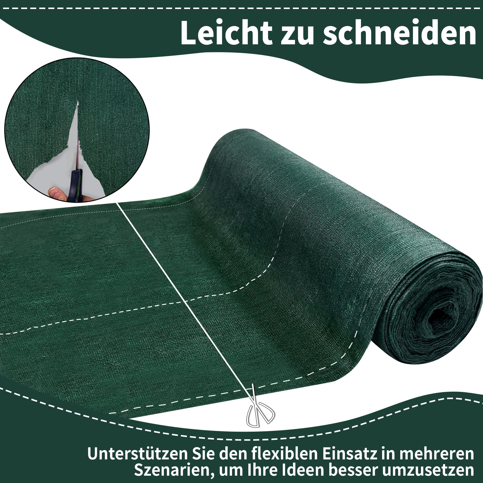 Pannello Protezione Privacy LARS360 In HDPE 150 G/m² – Rete Ombreggiante Verde Scuro Per Giardino, Balcone E Campi Sportivi