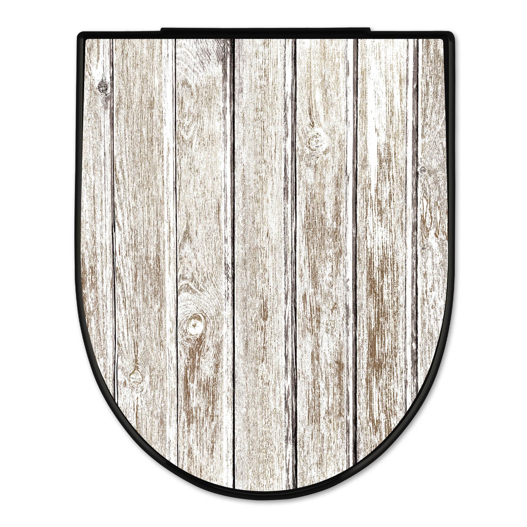 banjado WC Sitz mit Absenkautomatik D Form - Toilettendeckel mit Absenkautomatik D Form - Klodeckel Softclose - stabile Klobrille - Toilettensitz Schwarz - Motiv Schwarzes Holz