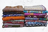 Boho Sanskriti Handmade Kantha Quilt Vintage Indian Bedspread Throw - 85x55 Inch Reversible Cotton Blanket Twin Size Boho Gudari