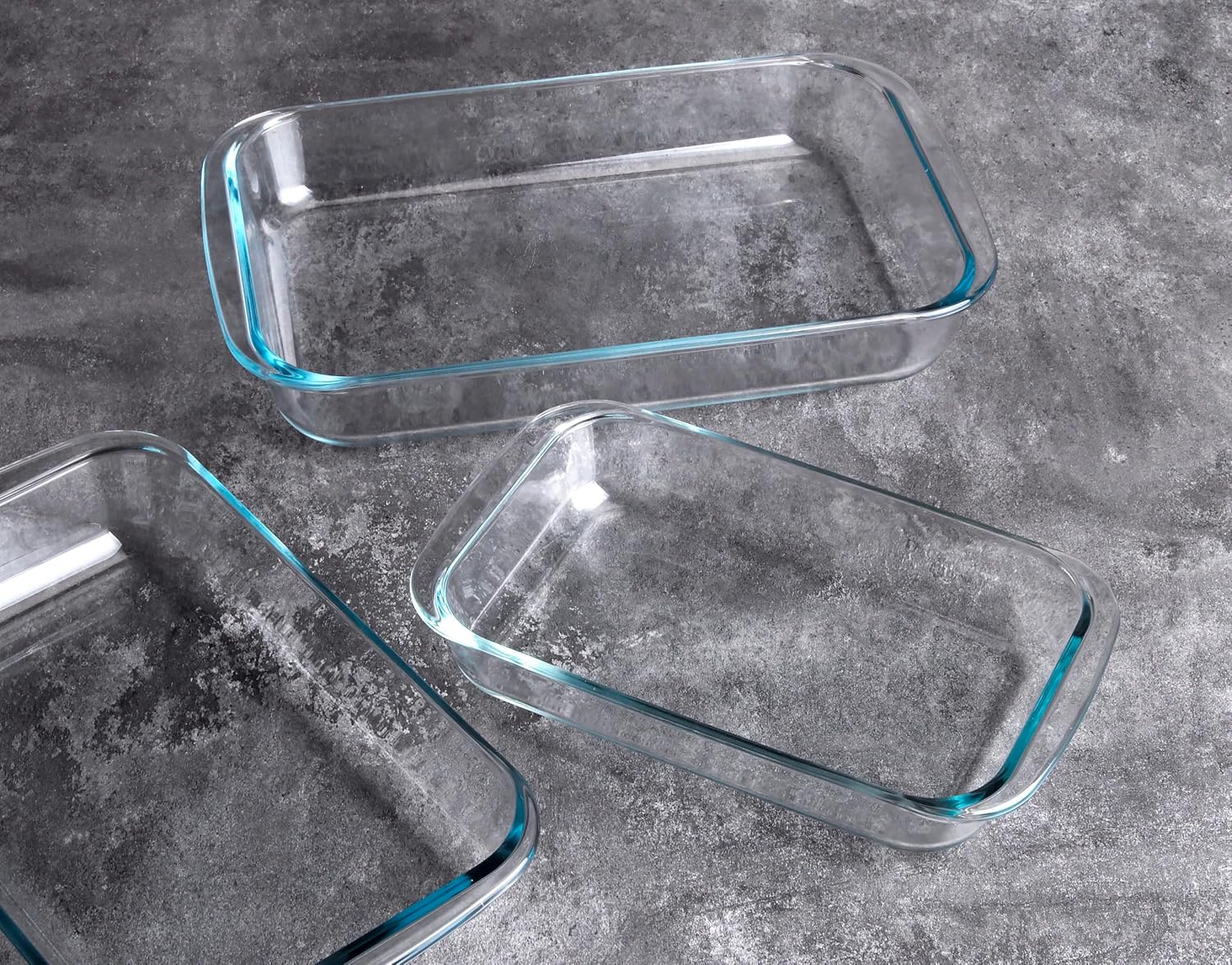 Set of 3 Basic Rectangular Tempered Glass Bakeware, Glass Baking Dishes Baking Pan Set - 1L,1.5L,2L