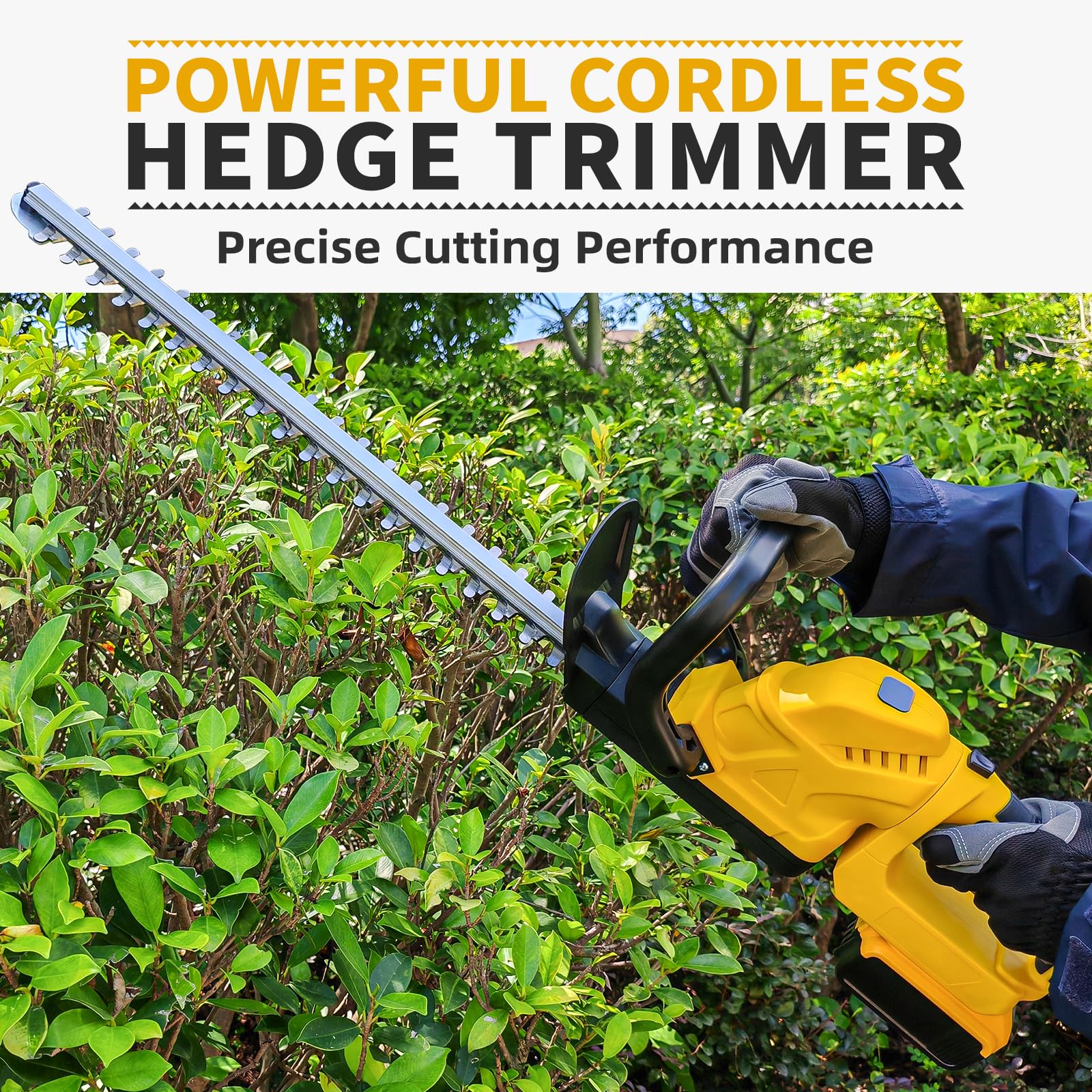 Cortasetos inalámbrico con mango giratorio para batería Dewalt de 20 V, recortadoras de motor sin escobillas de 52 cm, funciona con pilas, cortasetos eléctrico para jardín, patio (batería no incluida)