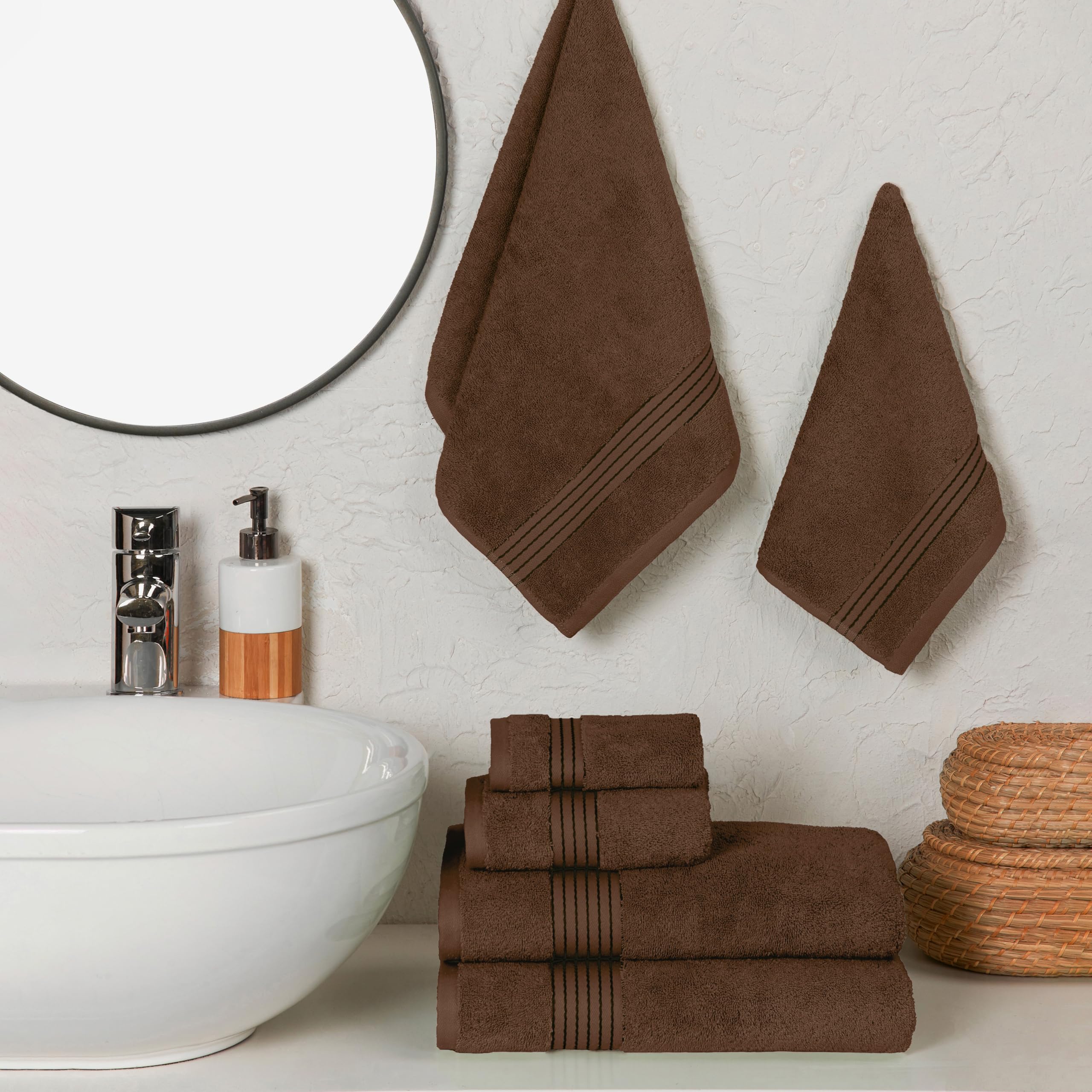 Elegant Comfort Set di 6 asciugamani in cotone di alta qualità, include 2 salviette, 2 asciugamani per le mani e 2 teli da bagno, 100% cotone turco, asciugamani altamente assorbenti e super morbidi