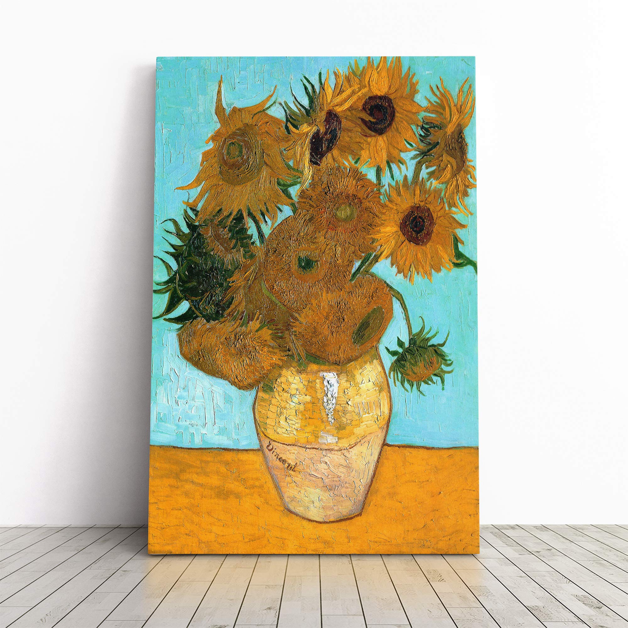Vincent Van Gogh Twelve Sunflowers Canvas Print | Gallery Wrapped 30mm Frame Wall Art | 20x14 inches | Ready to Hang | Modern Floral Picture | Living Room Bedroom Lounge Office