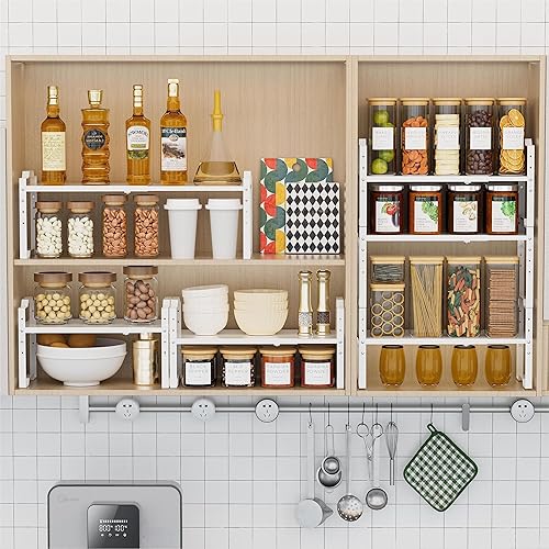 Miniatura 3 de Estante expandible para especias, estante de almacenamiento apilable para organizador de gabinete de cocina, mostrador, cosméticos, armario,