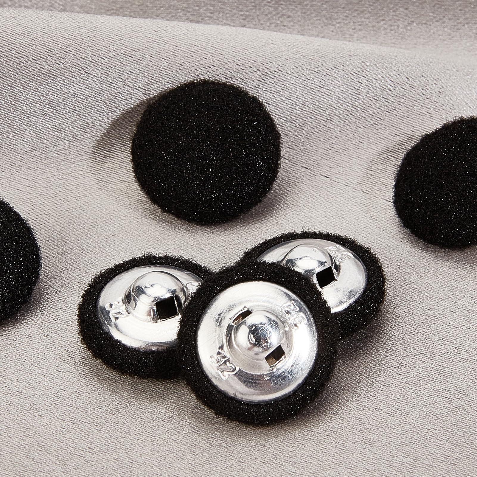 NICENEEDED 20PCS Black Tuxedo Buttons, Fabric Covered Metal Shank, Round, 20mm, Perfect for Vintage Jacket Sweater - Image 4