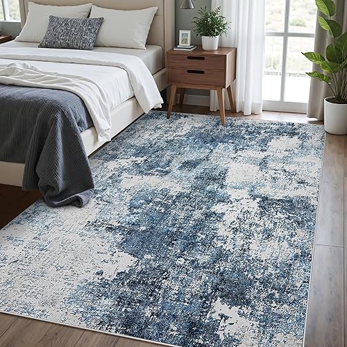 Miniatura 100 de Alfombra de área para sala de estar: alfombra lavable de 5 x 7 con respaldo antideslizante, no desprende pelo, resistente a las manchas, plegable