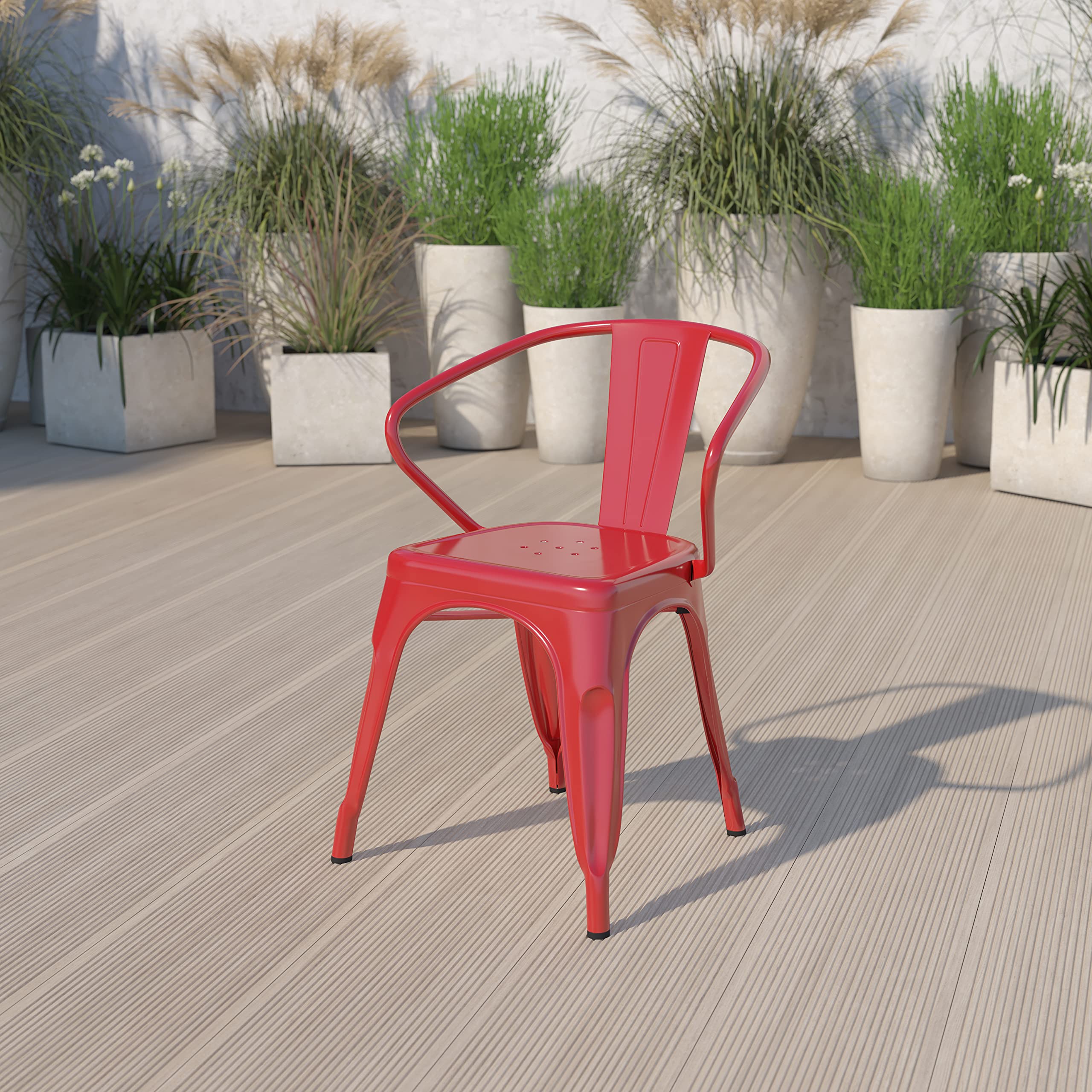 red metal porch chairs