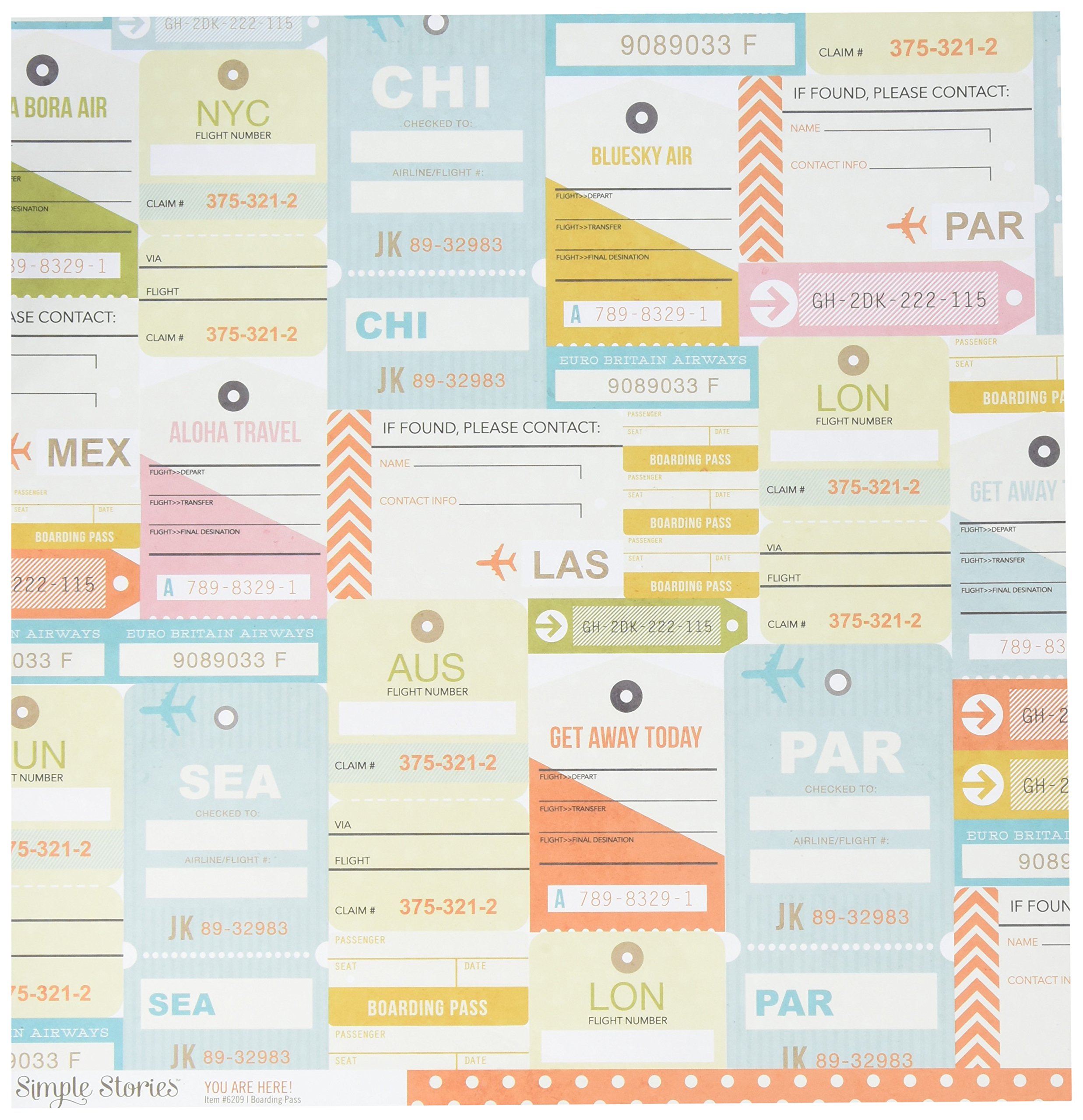 Papier cartonné Simple Stories Boarding Pass anti-jaunissement pour préserver vos photos