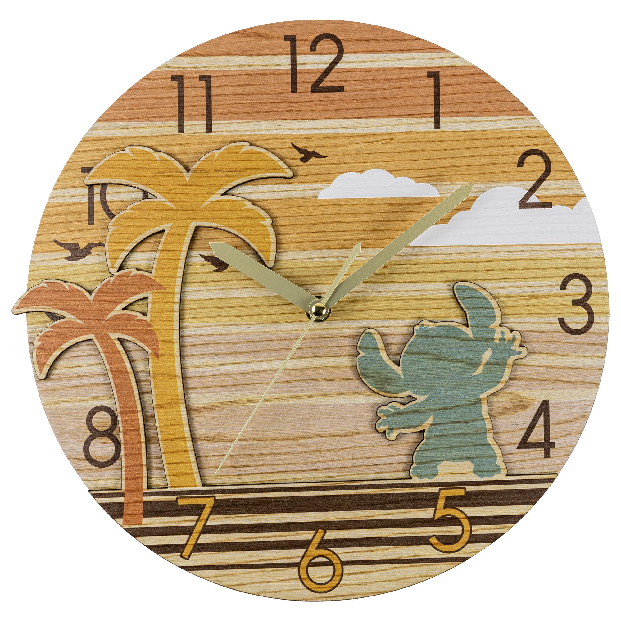 Lilo and Stitch Disney Palm Tree Wall Clock LAS3025, Gold