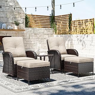 Joyside 5 Piece Patio Furniture Set, Outdoor Swivel Chair Sets with Thic...