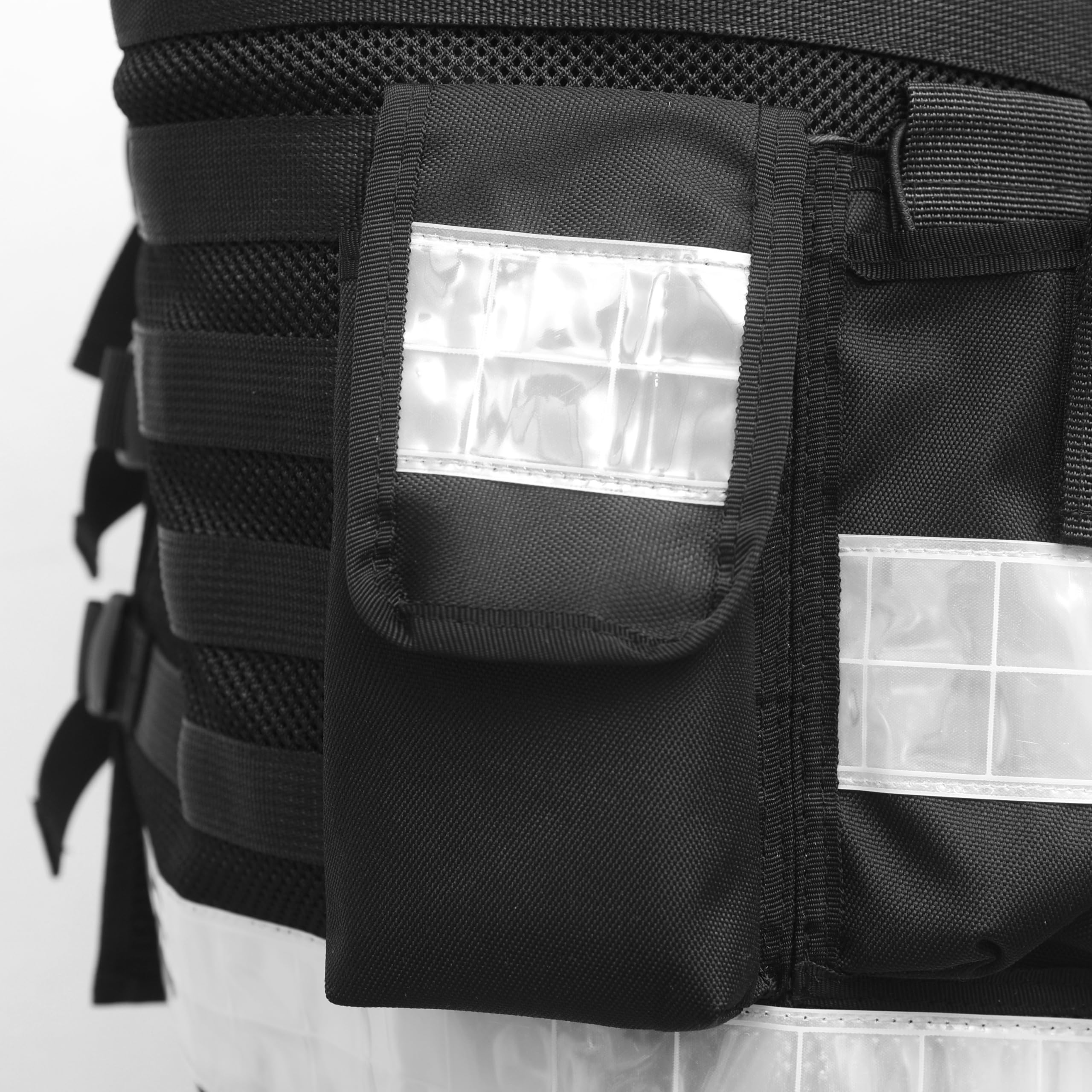 Pielini Sicherheitsweste Multifunktionsweste Kennzeichnungsweste Schutzweste Wachschutzweste Werkschutz Securityweste Einsatzweste Reflektierend Leiste 302 Schwarz +2 Patch