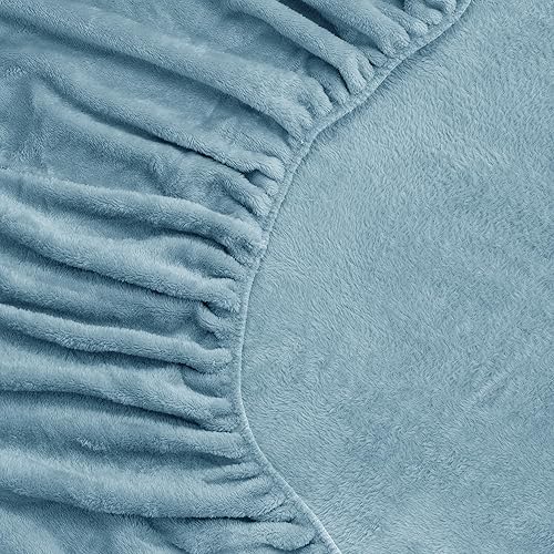 Miniatura 5 de Softan Juego de sábanas de franela de felpa de 4 piezas tamaño King con sábana bajera de bolsillo profundo de 15 pulgadas, sábana encimera y funda