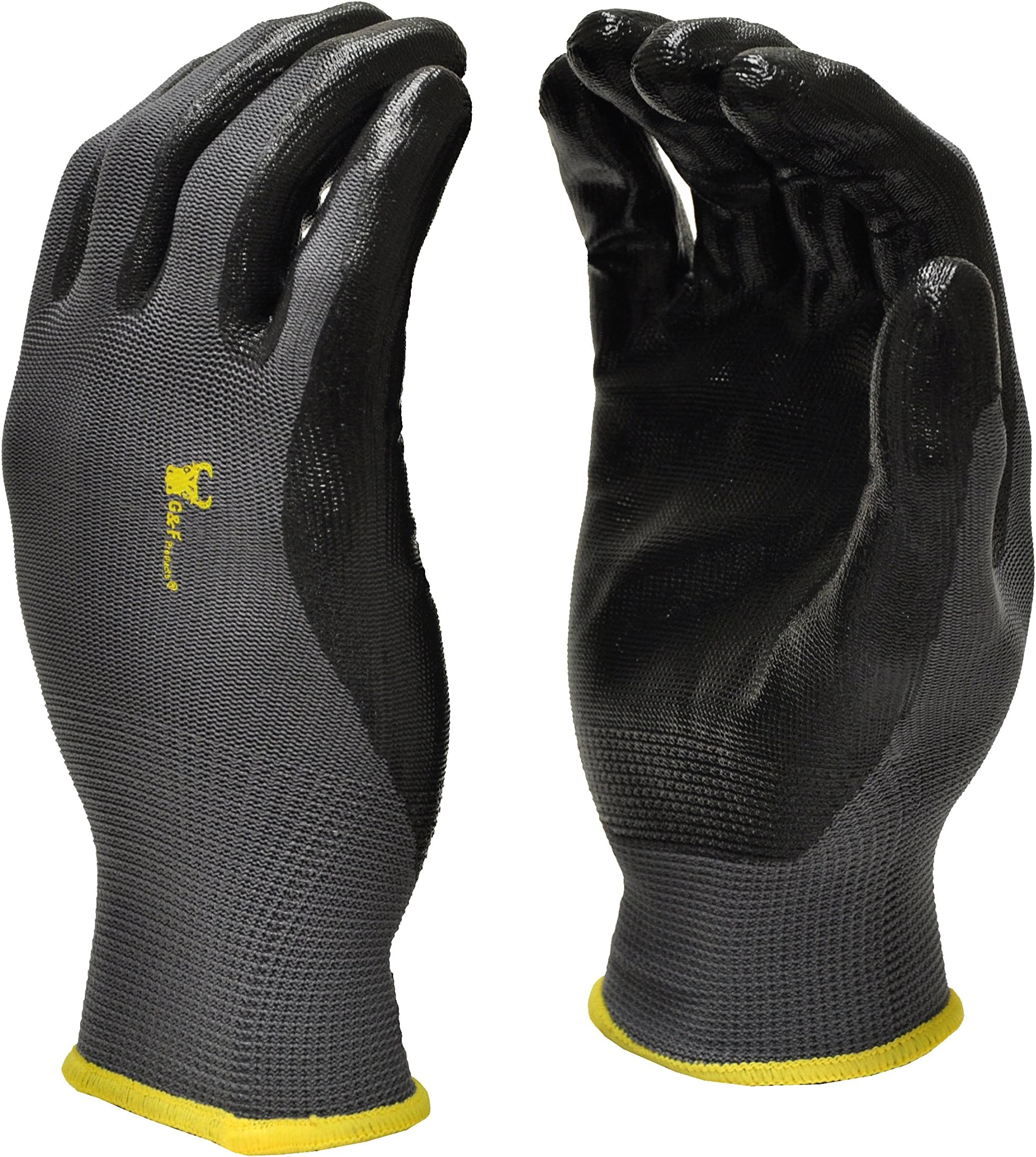 GF Gloves 1519XL-300 Seamless Knit Nylon Nitrile Form Coated Work Gloves, Black, X-Large (Pack of 300)