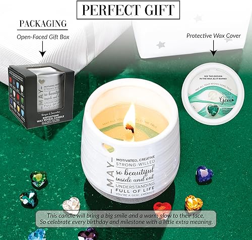 Miniatura 4 de Pavilion - Vela de revelación de cera de 11 onzas, vela de cera de soja natural, aroma a jazmín, vela de piedras preciosas con cristal en el