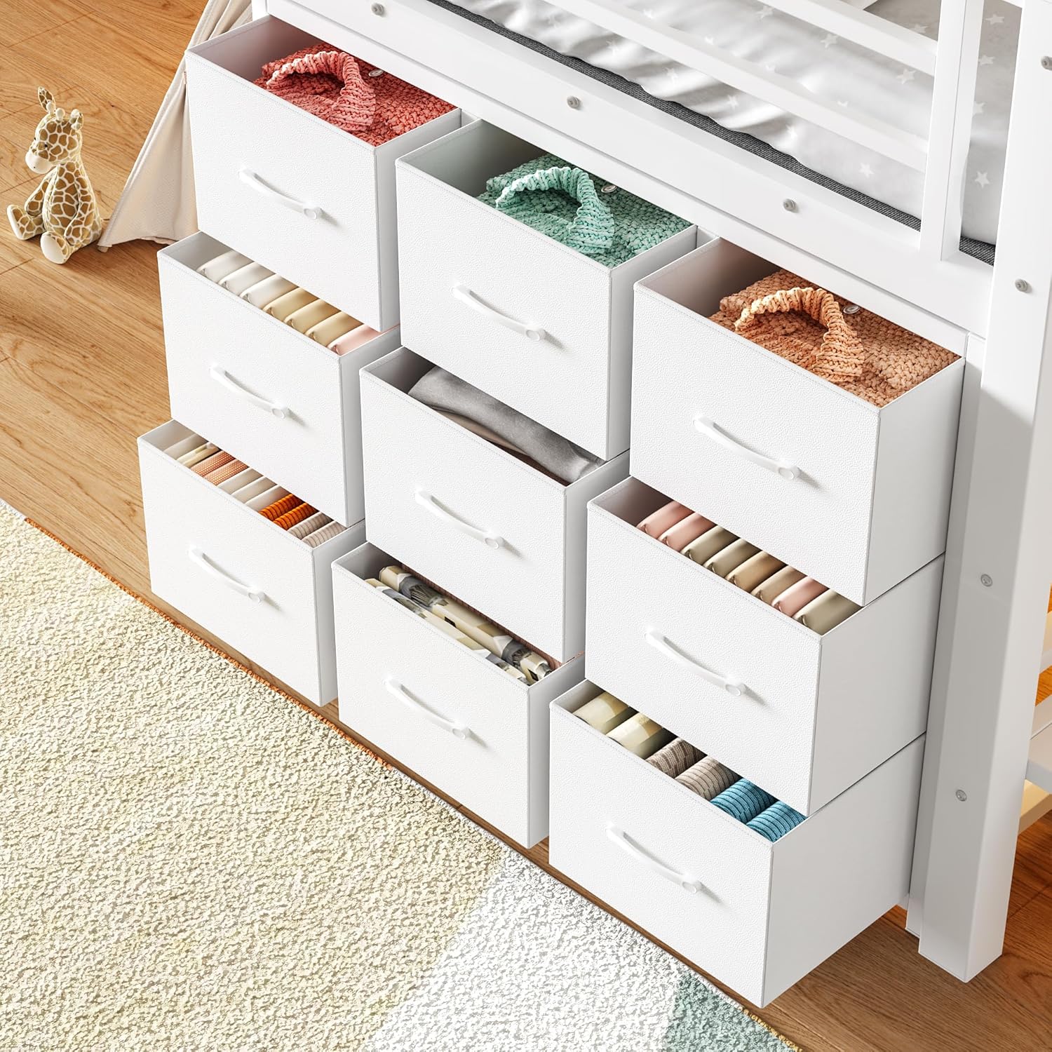 Bellemave Low Loft Bed Twin Size with Storage Stairs and Drawers, Metal Twin Loft Bed for Kids with LED Lights and Shelves, Low Profile Loft Bed Frame for Small Rooms, No Box Spring Needed, White