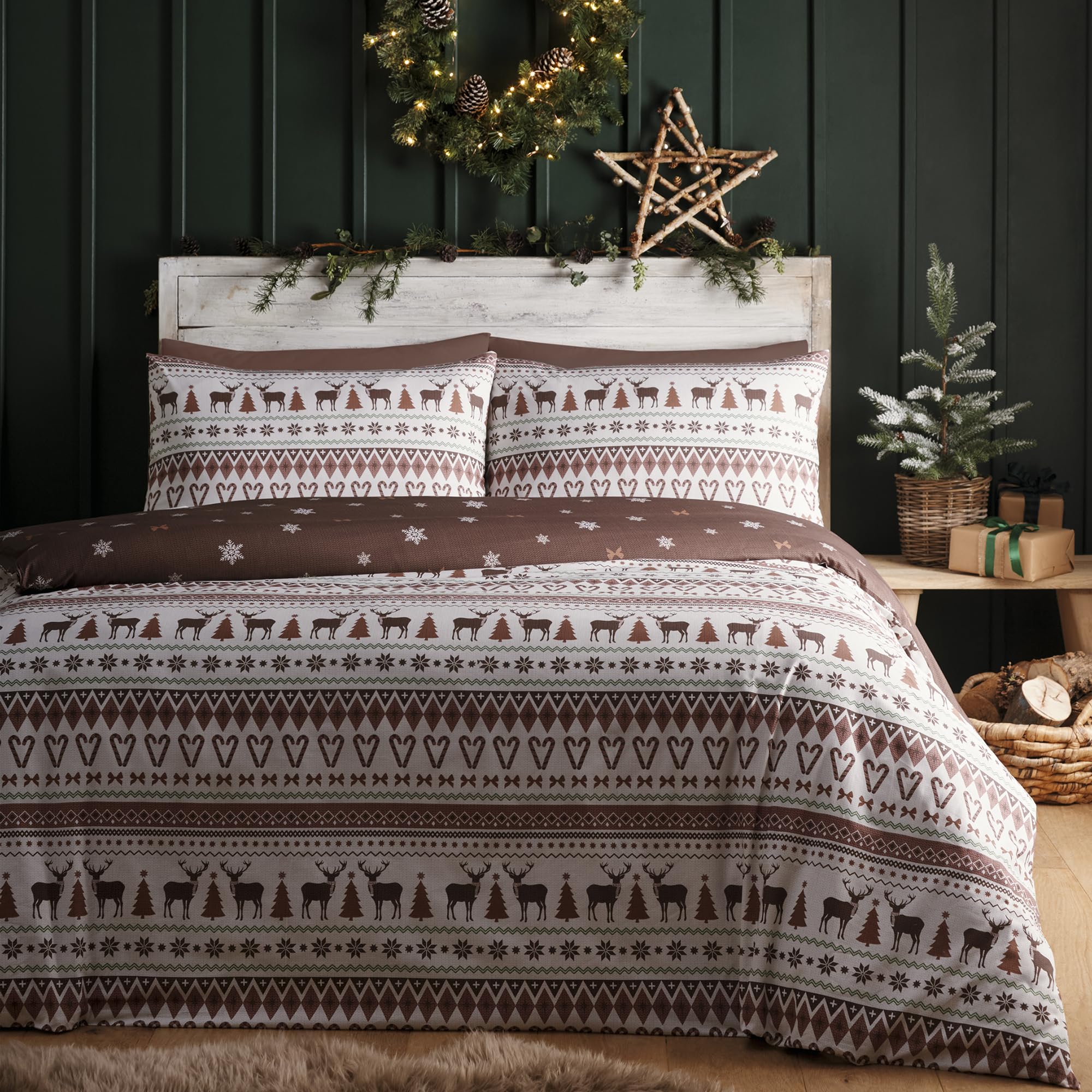 George Natural Fusion Christmas Fairisle Duvet Cover Set