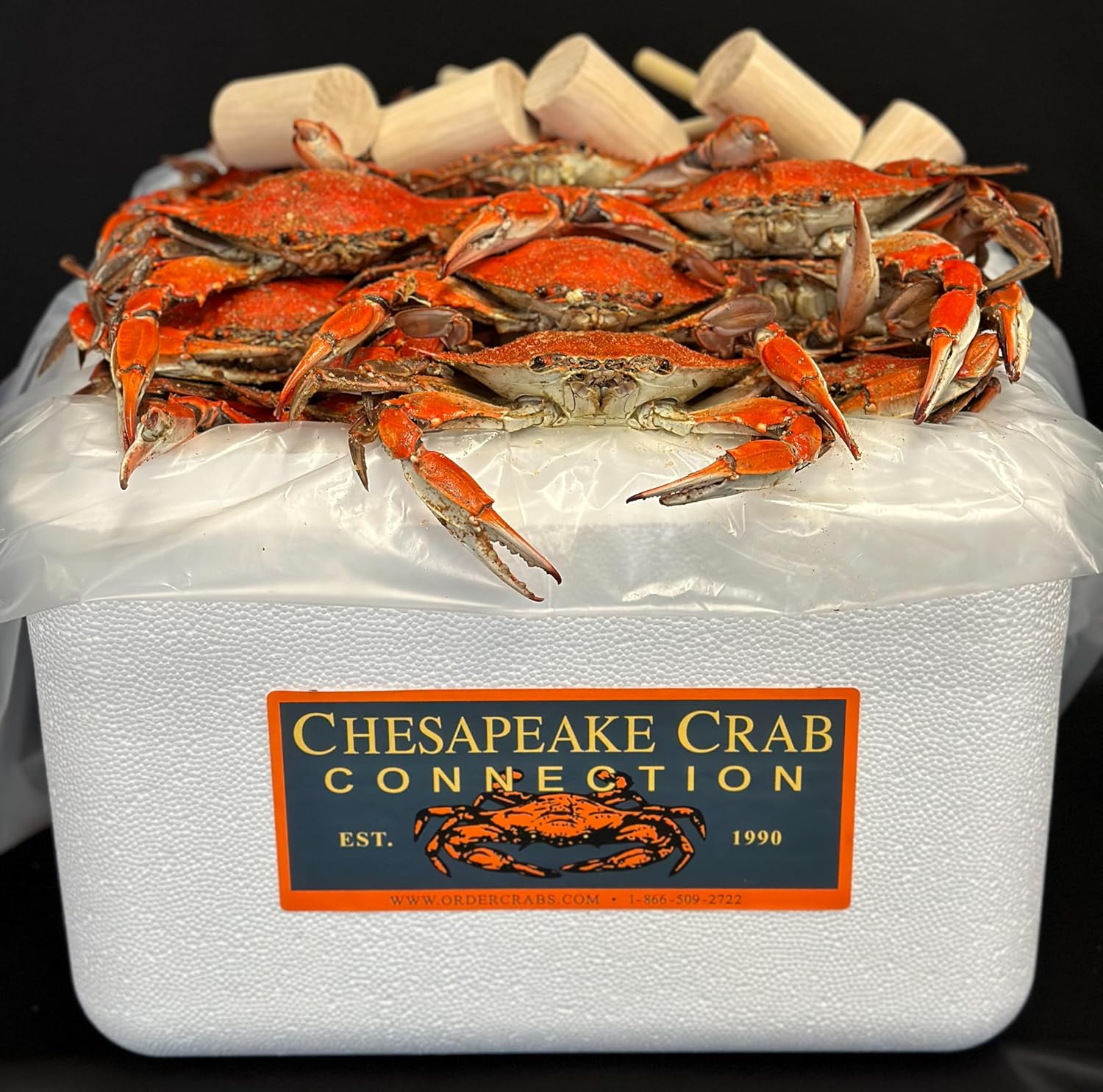 Chesapeake Crab Connection - Fresh Blue Crabs - 1/2 Bushel "Bay" Male Mix (Measuring 5" - 5.5" Point To Point) - Infused With Classic Maryland Style Old Bay Crab Seasoning - Filled With Lump Crab Meat - Perfect For A Crab Boil Or Fresh Seafood Feast