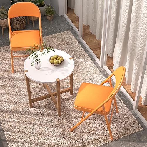 Miniatura 8 de VECELO Paquete de 4 sillas plegables acolchadas, asiento y respaldo acolchados cómodos con marco de acero, para oficina, interior y exterior,