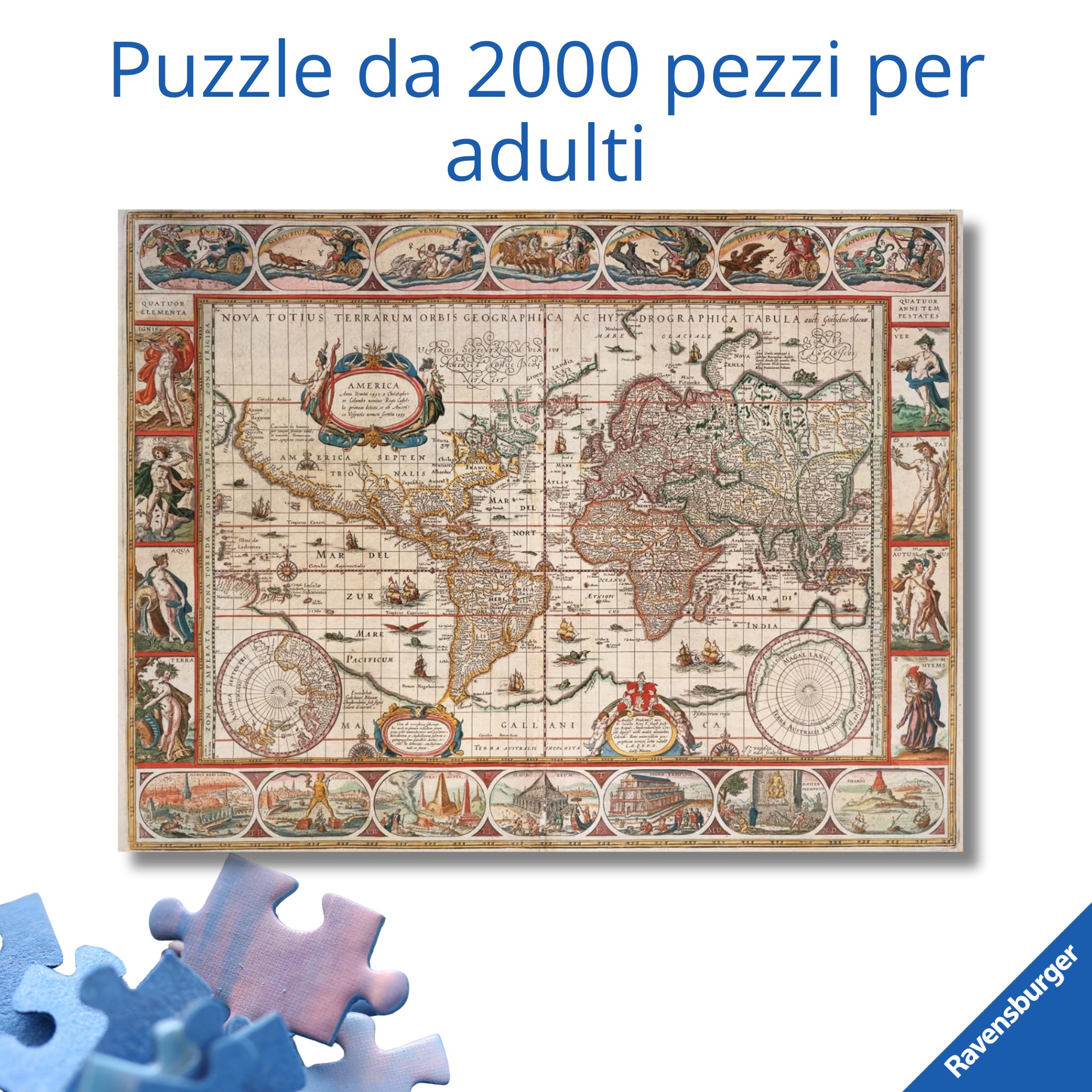 Ravensburger - Puzzle Mappamondo 1650 | Puzzle 2000 Pezzi | Rompicapo Adulti E Bambini dai 14 Anni in su | Regalo per Bambini E Adulti | Misure 98x75cm