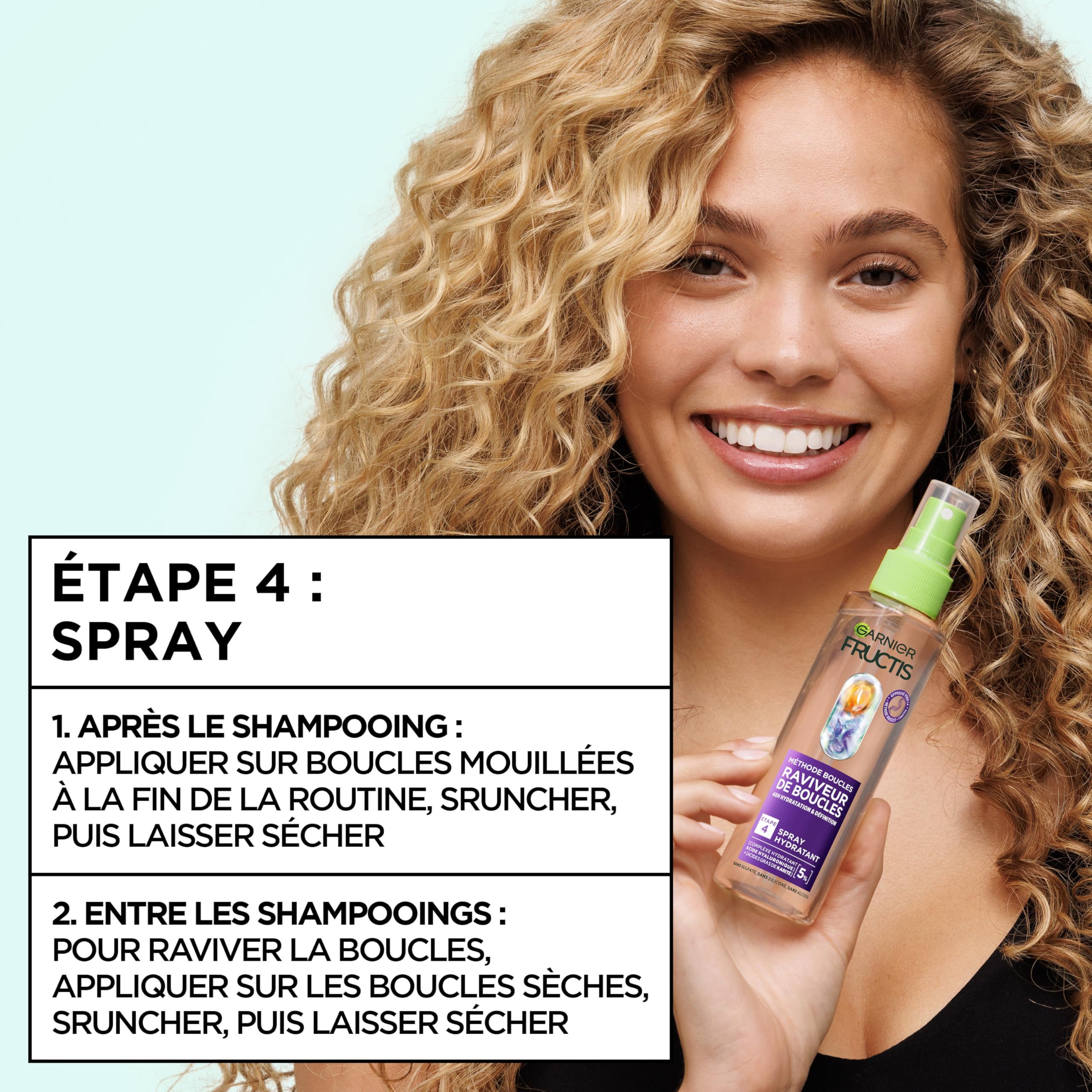 Garnier Fructis Metodo Riccioli Routine Shampoo, Maschera, Spray Idratante con Acido Ialuronico e Burro di Karité