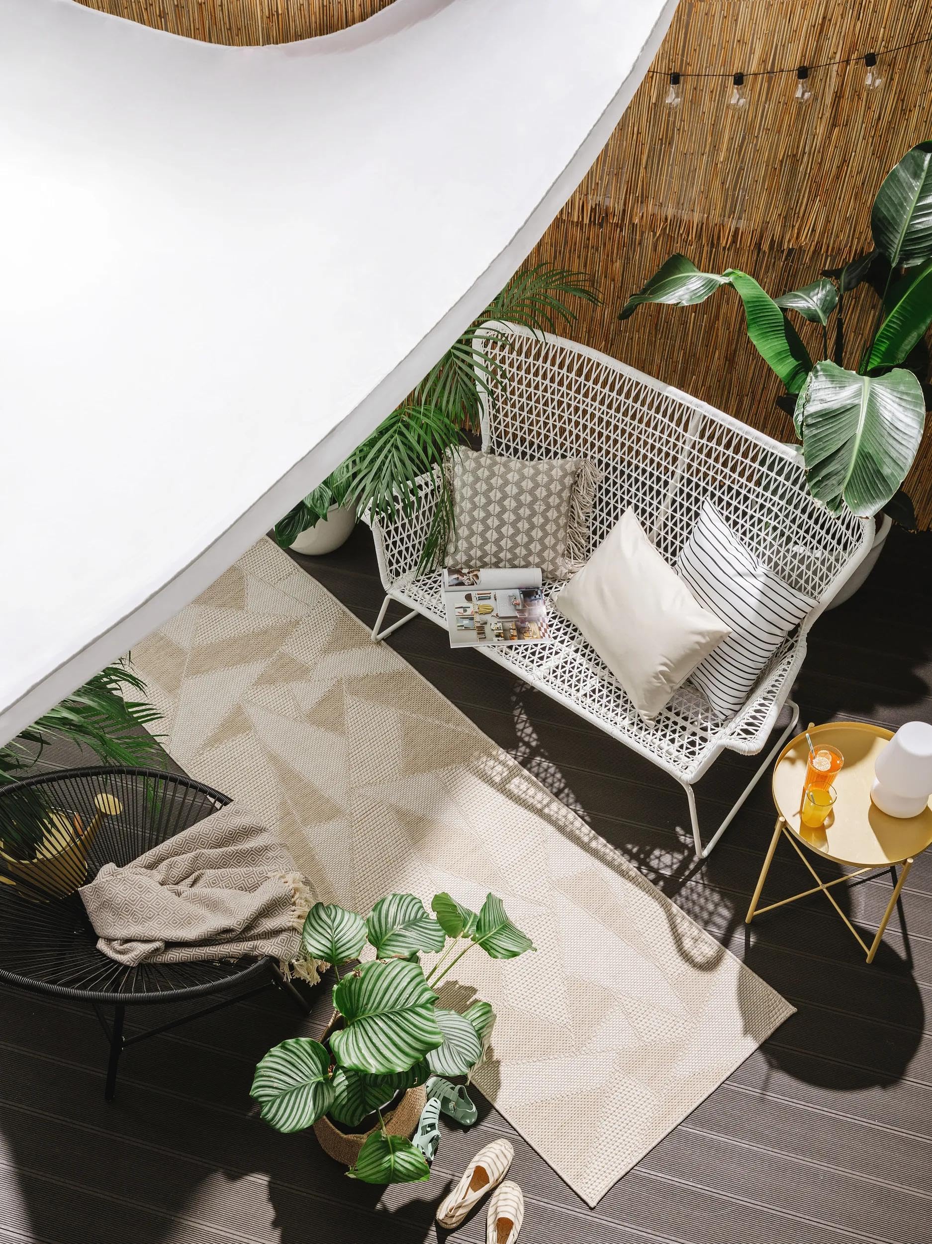 benuta Nest Bronco – włókno syntetyczne – nadaje się do użytku na zewnątrz – chodnik i w stylu: geometryczny, minimalistyczny – łatwy w pielęgnacji do salonu, sypialni, kremowy, 80 x 250 cm