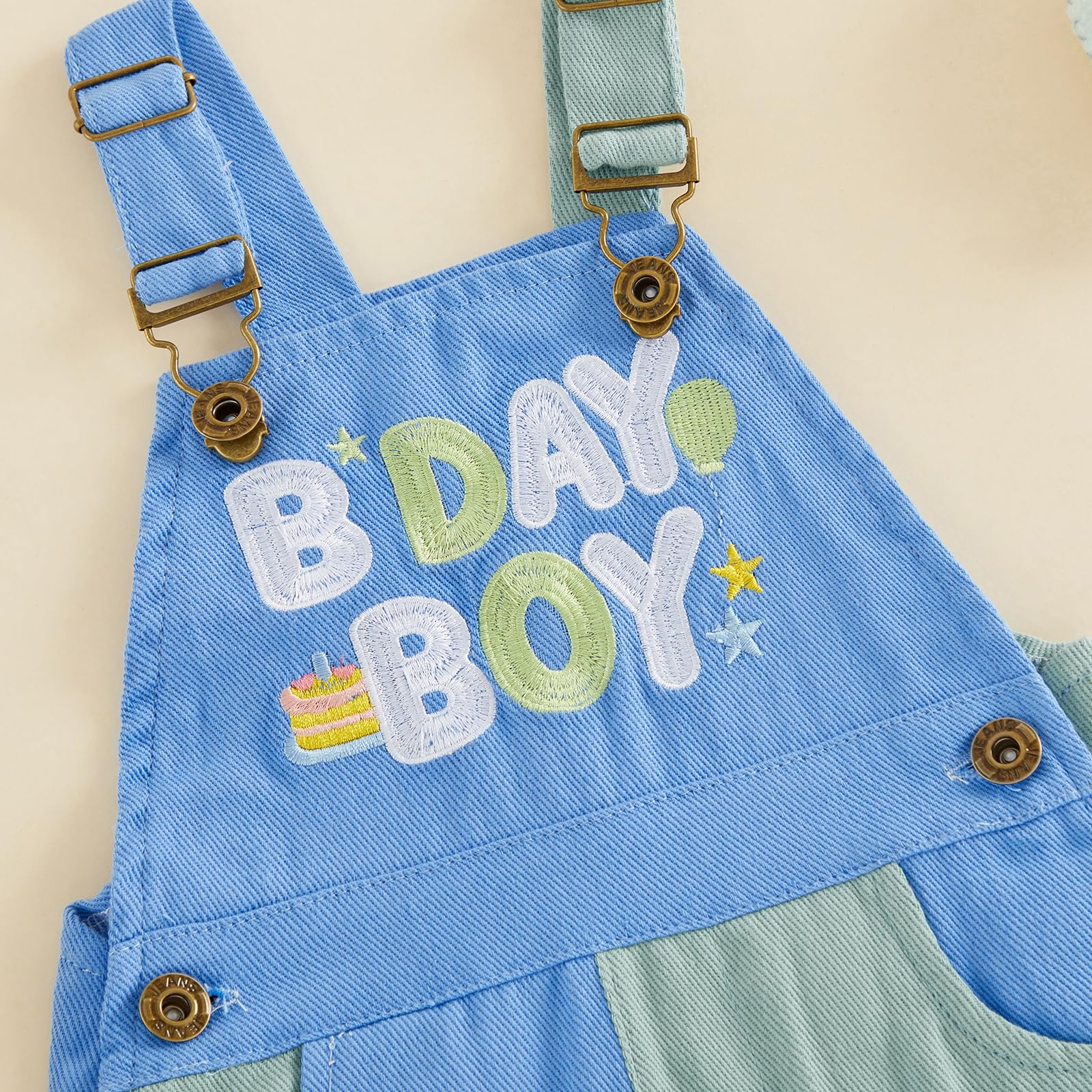 Salopette corte per bambini per bambini e bambine, salopette per bambini, vestiti estivi con lettera e torta, ricamo, bretelle, pantaloncini cargo da 1 a 4 anni