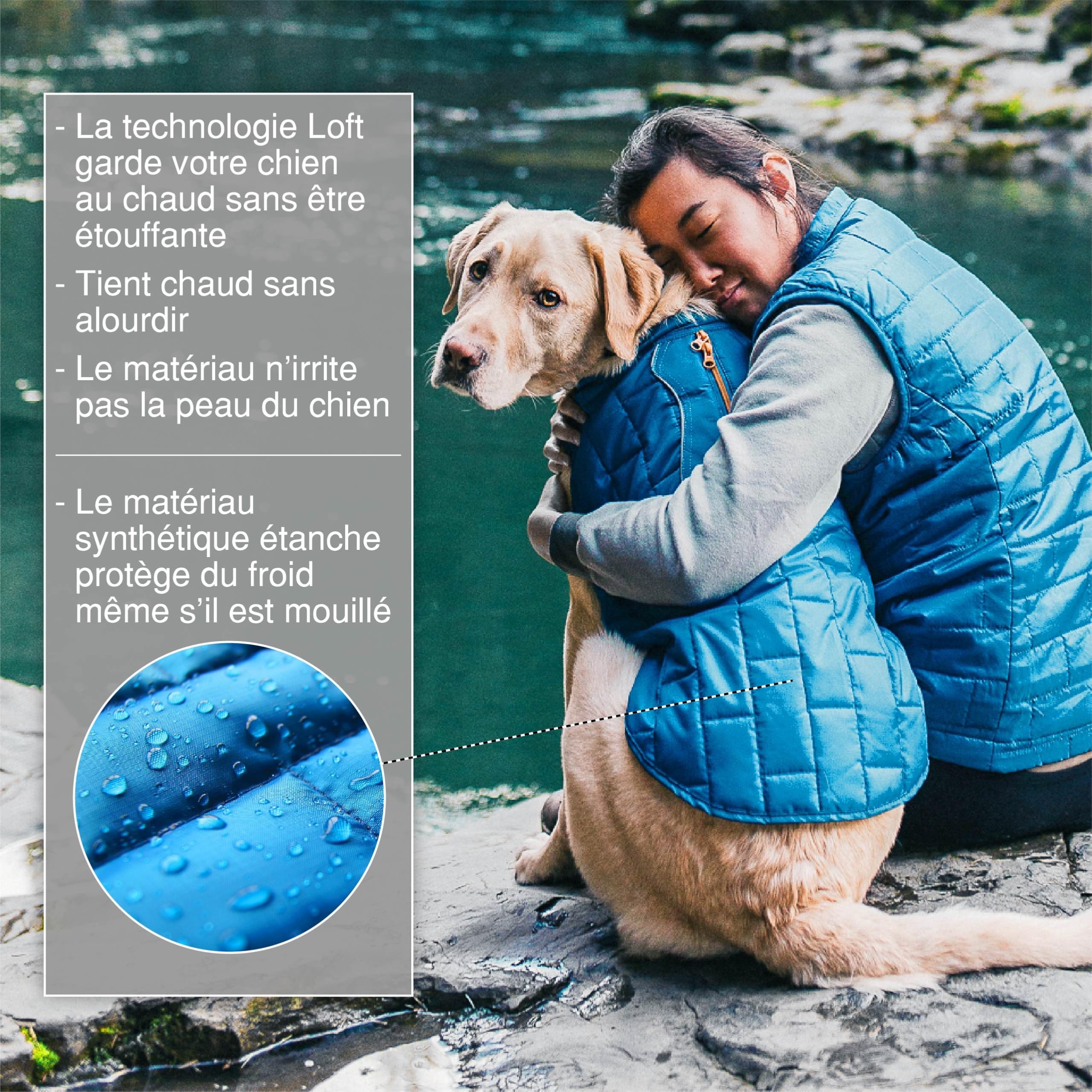 Kurgo Loft Veste Réversible, Petit, Bleu Côtier