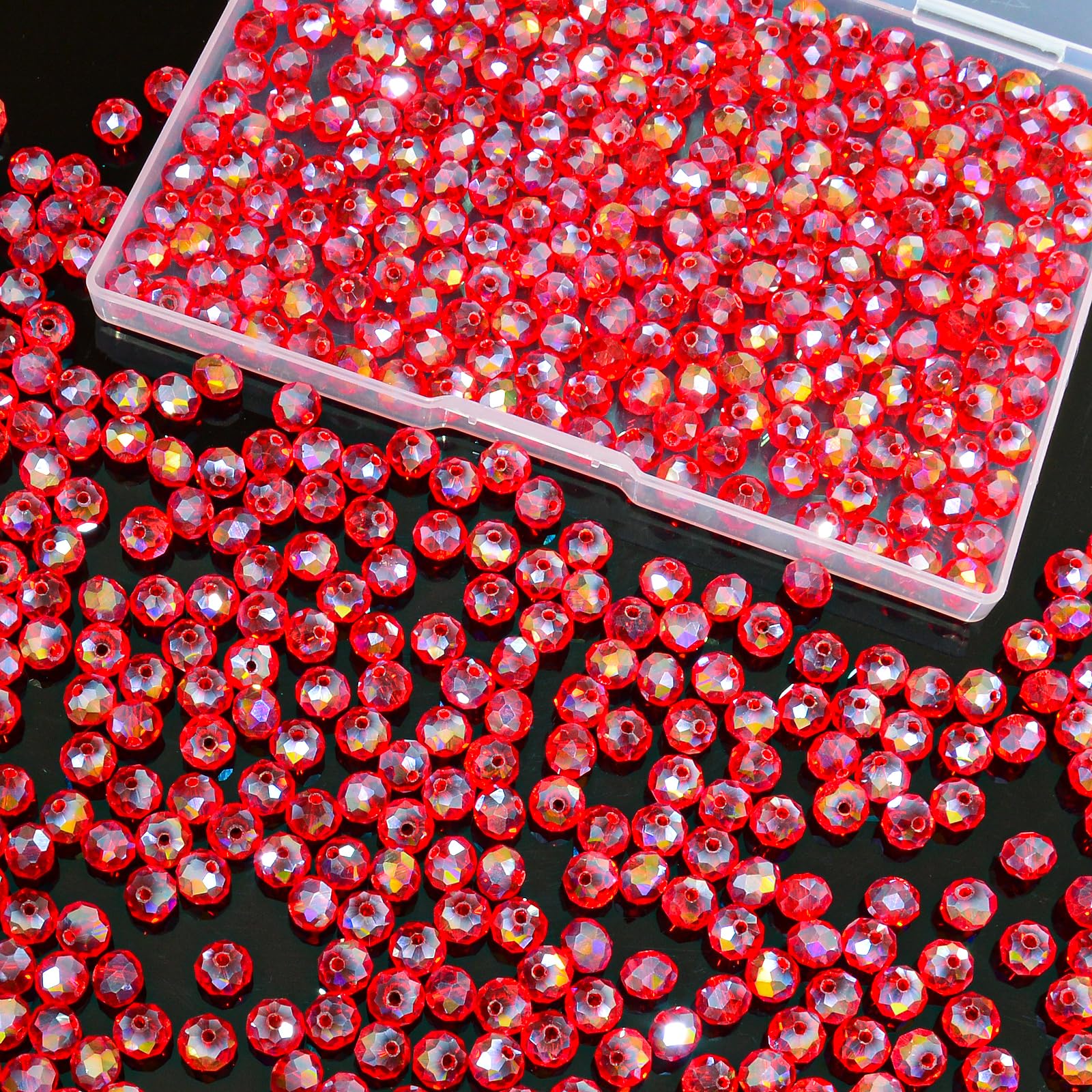 Laopottbeads 460Pcs 8mm Crystal Glass Beads for Jewelry Making Beads for Bracelets Necklace Pendants Making Supplies(Red) โ image 1