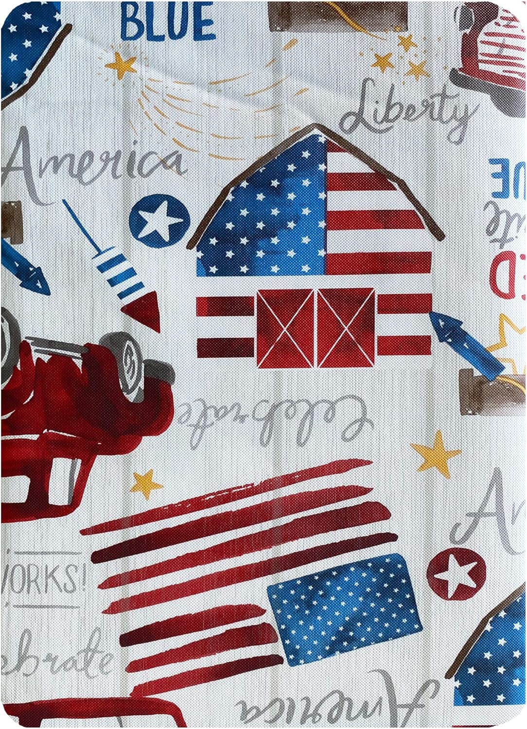 Free Shipping Over $50 Newbridge Patriotic Truck Red, White and Blue Vinyl Flannel Backed Tablecloth, American Celebration Flags and Fireworks Theme Waterproof Patio Tablecloth, 60 Inch x 84 Inch Oval Super Big Clearance! Newbridge Patriotic Truck Red, White and Blue Vinyl Flannel Backed Tablecloth, American Celebration Flags and Fireworks Theme Waterproof Patio Tablecloth, 60 Inch x 84 Inch Oval