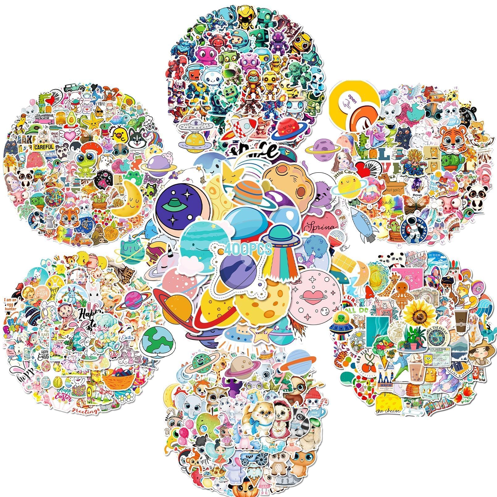 VERKSTAD Animals Stickers 400 Pcs, Water Bottle Sticker, Waterproof Vinyl Skateboard Luggage Laptops Bumper Holiday Decorations and Accessories