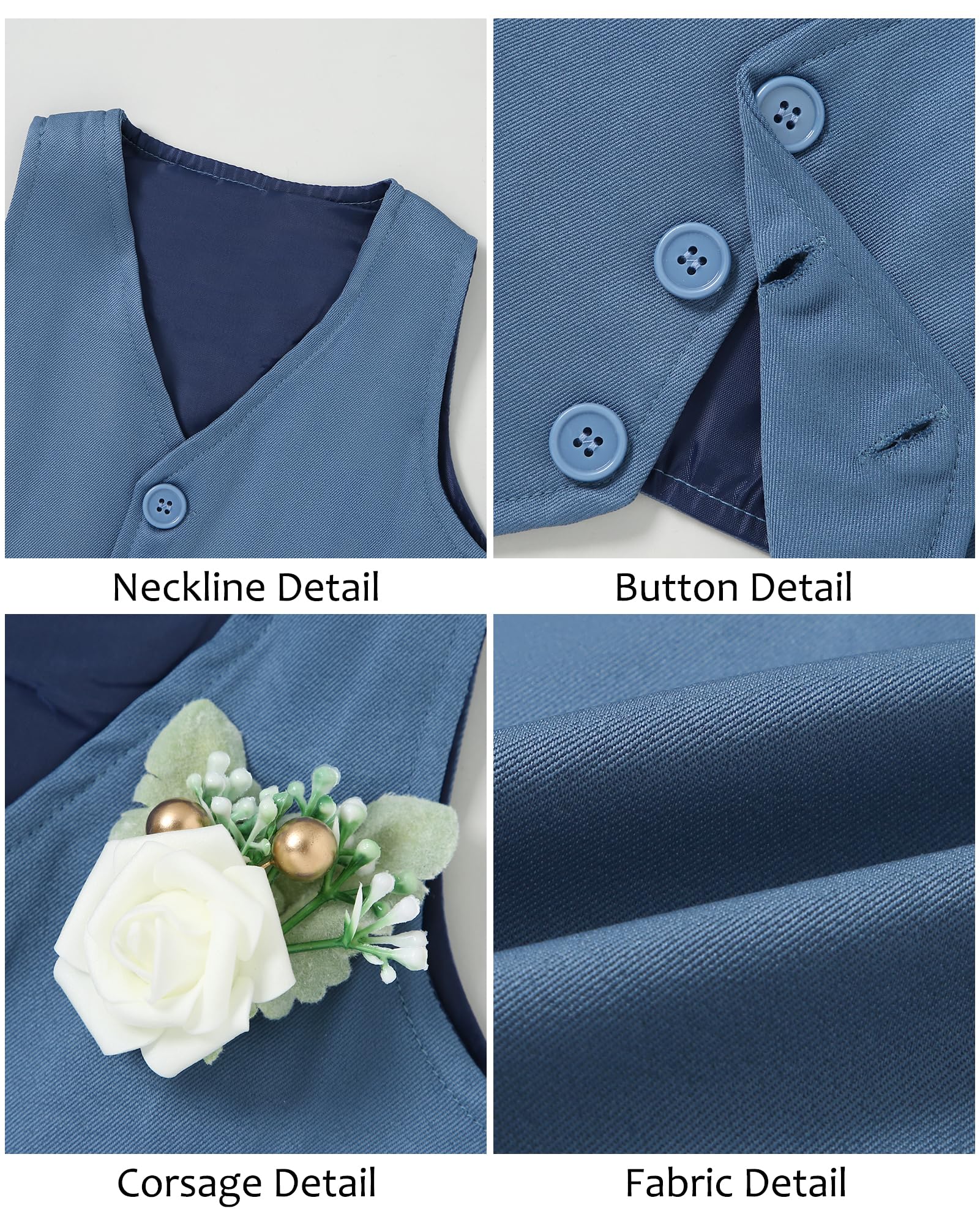 ZOEREA Ensembles Bébé Garçon Gentleman Smoking Vêtements 0-18 Mois, Enfant Mariage Vêtements Manches Longues Chemise + Gilet + Nœud Papillon + Corsage + Pantalon