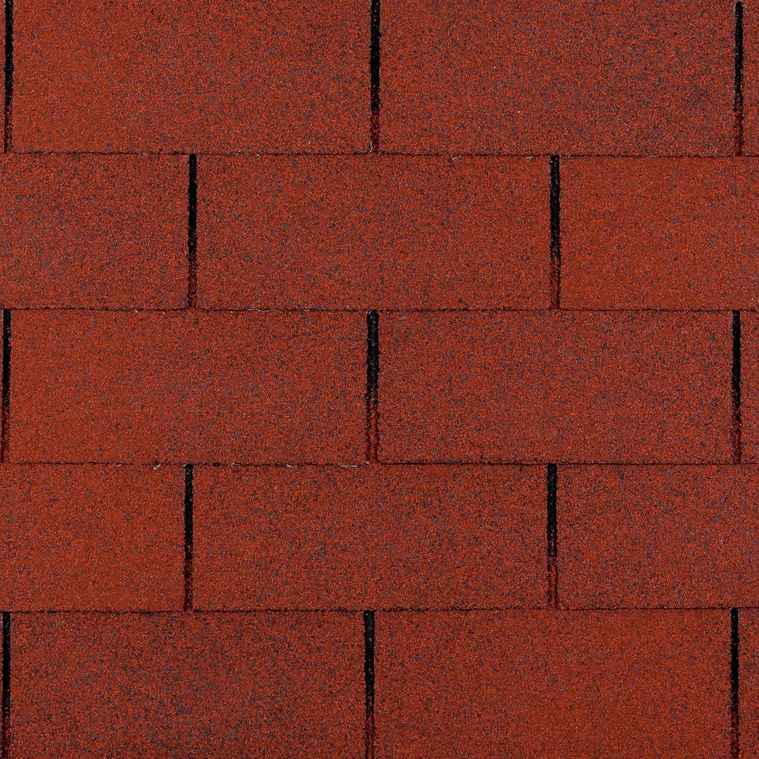TIMBELA Kit de tejas bituminosas Trio T339RED – color rojo, cubierta impermeable con cumbreras y clavos para caseta de jardín de madera modelo M339