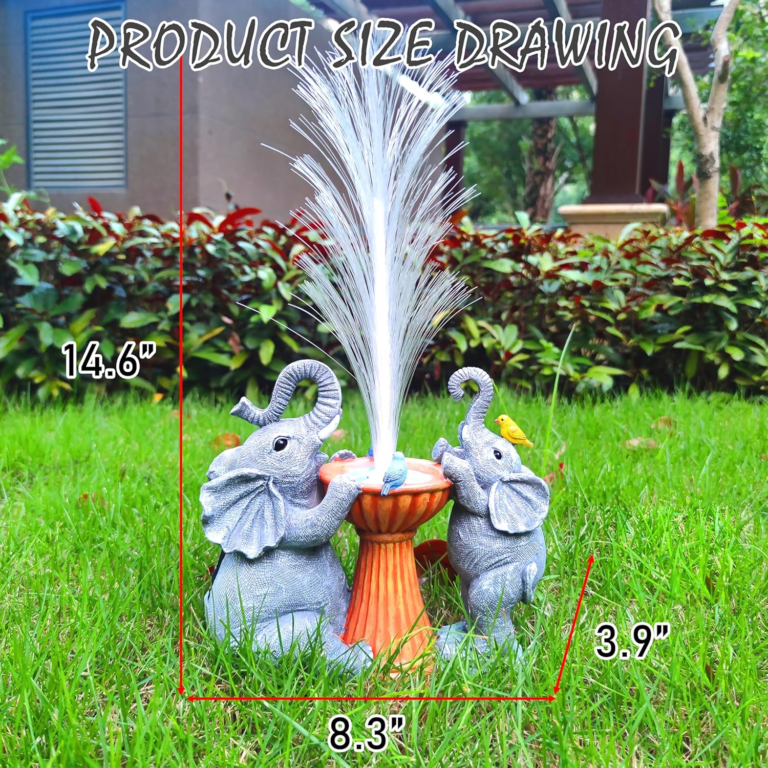 Elephant Statue Solar Garden Decor,Resin Elephant Statue and Colour Changing Optical Fiber Solar Lights,Outdoor Decor for Balcony, Garden, Patio, Yard, Lawn, Gifts for Mom Grandma - Image 8