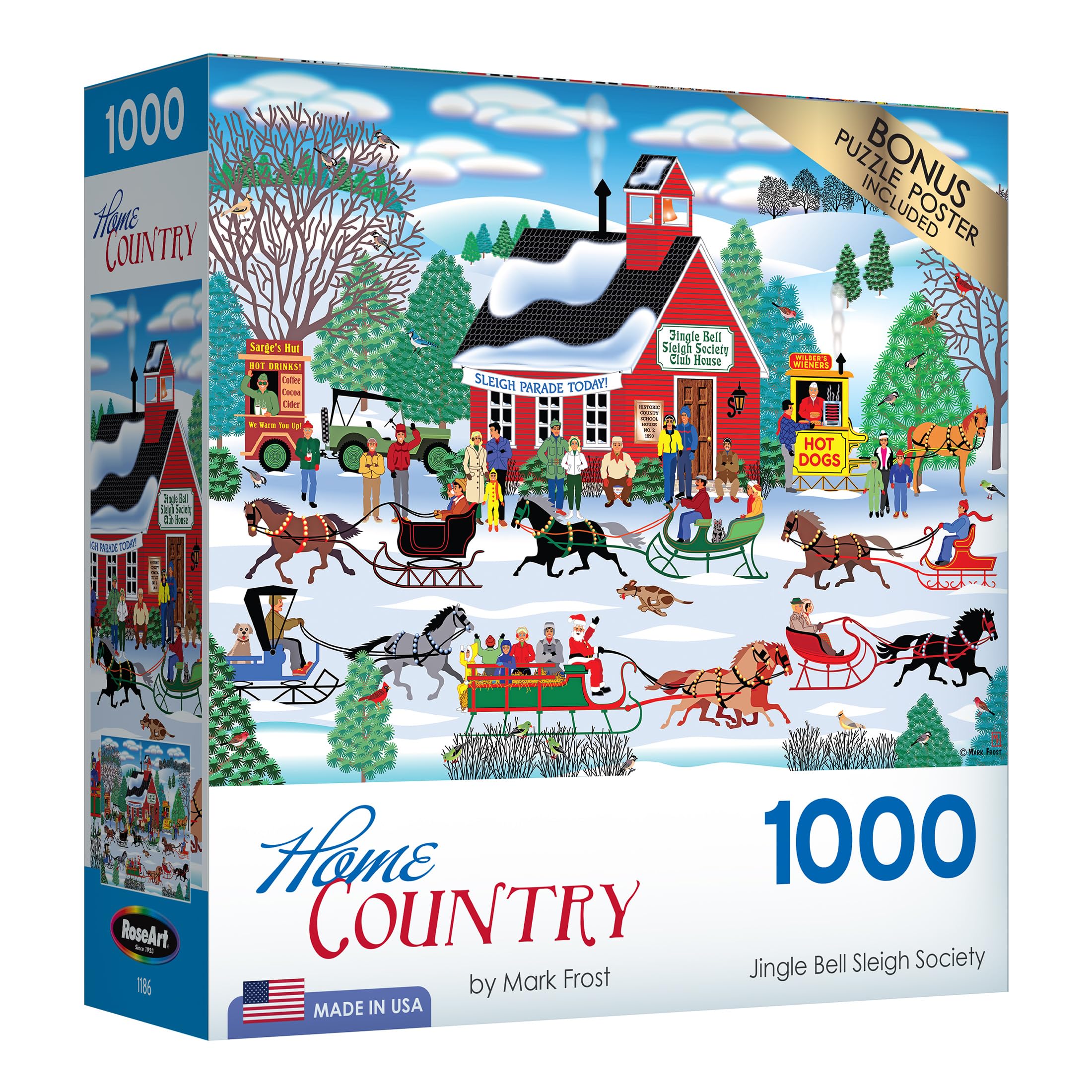 Cra-Z-Art Puzzle 1000 Teile 'Jingle Bell Sleigh Society' – 68,6x50,8 Cm, Inkl. Poster