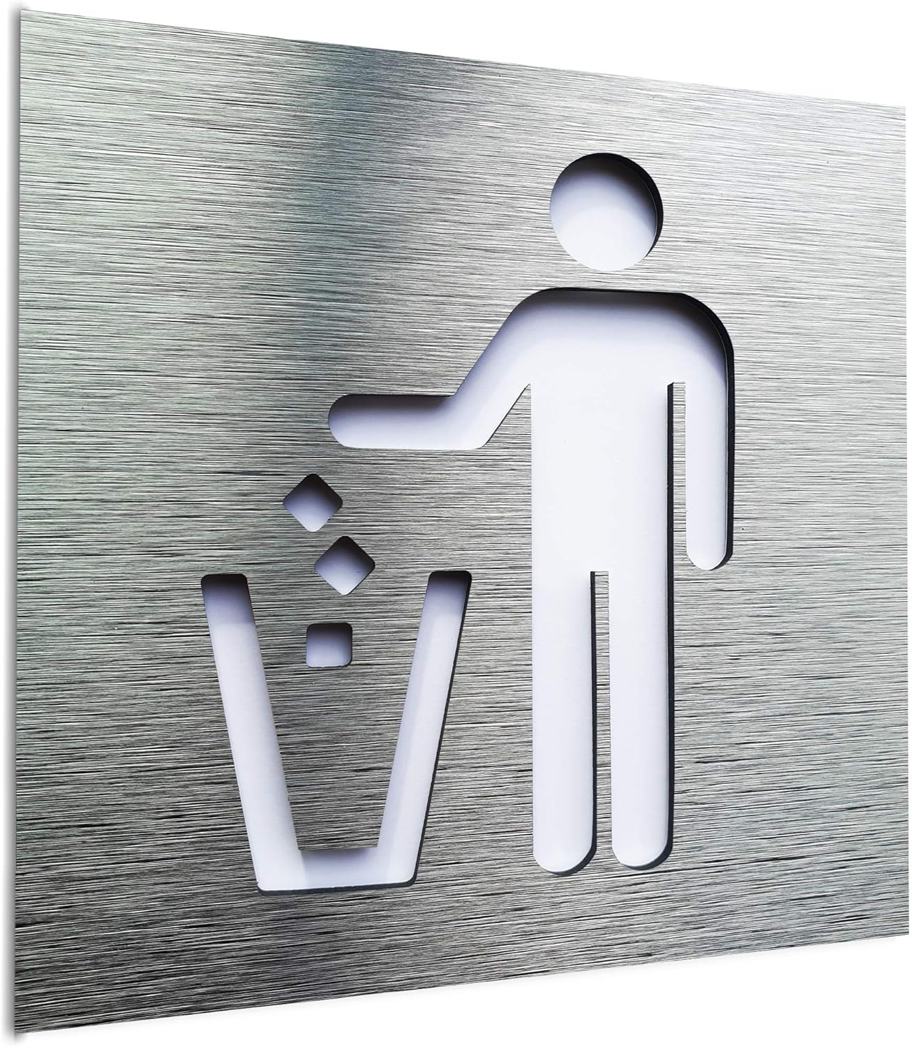Aluminium Recycle bin sign Modern square trash signage for sorting