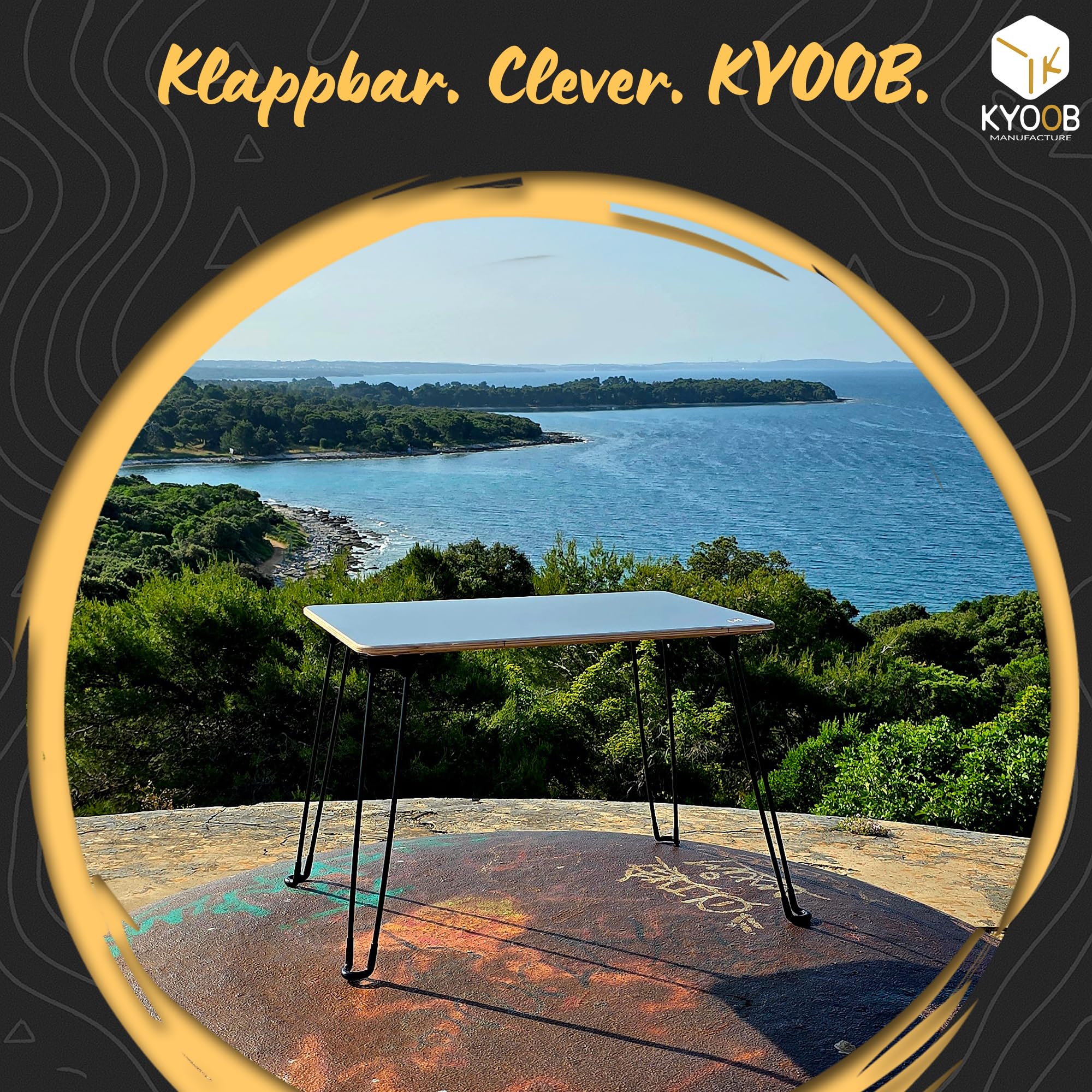 KYOOB Klappbare Haarnadel Tischbeine 50 cm mit hochwertigen Assy Schrauben | Metall-Tischbeine für Couchtisch & Beistelltisch | robuste Hairpin Legs | platzsparend, modern & leicht montierbar