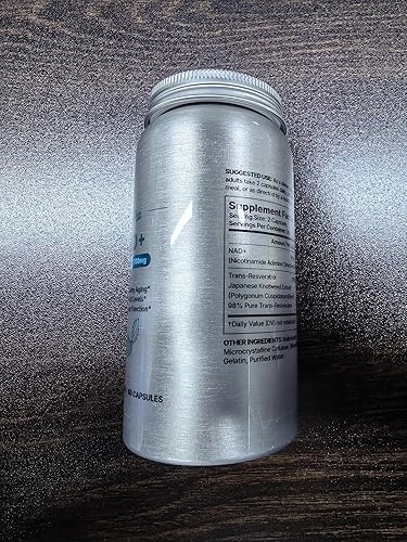 Miniatura 4 de Suplemento NAD+, con ribósido de nicotinamida y resveratrol, apoya la salud celular, ralentiza el envejecimiento, ayuda a concentrarse y promueve la
