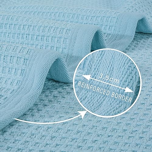 Miniatura 10 de Mantas 100% algodón con costuras, para sofá, mantas de punto gofre para todas las estaciones, acogedoras, suaves y transpirables, ligeras mantas de