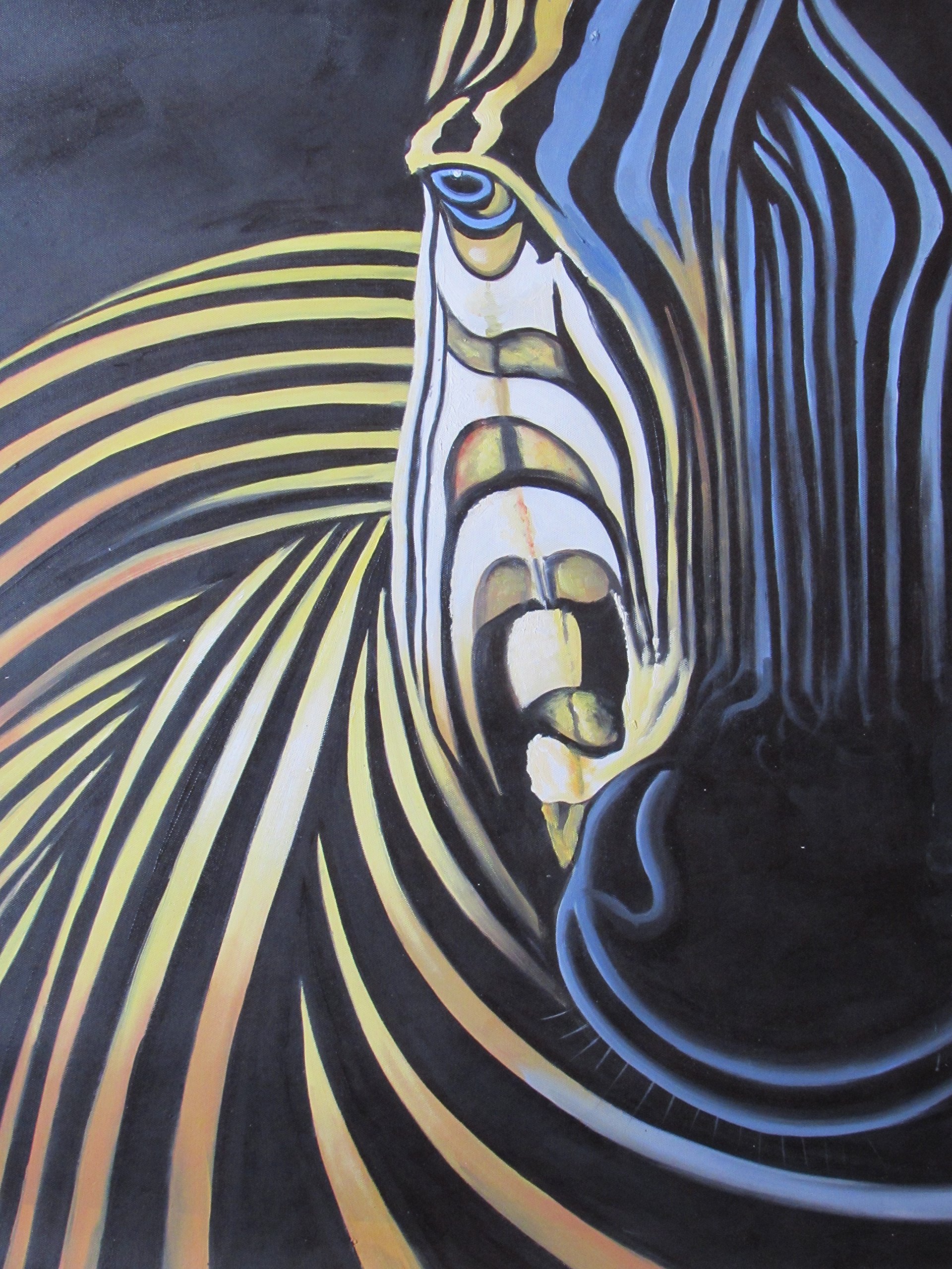 Peinture à l'huile Abstract Zebra pour réveiller un mur blanc vide
