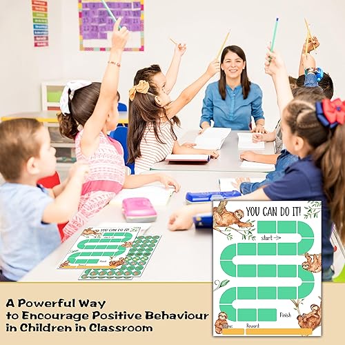 Miniatura 4 de Tabla de recompensas de 20 perezosos con 432 calcomanías redondas, tabla de comportamiento de incentivos para niños en el aula en casa, tabla de
