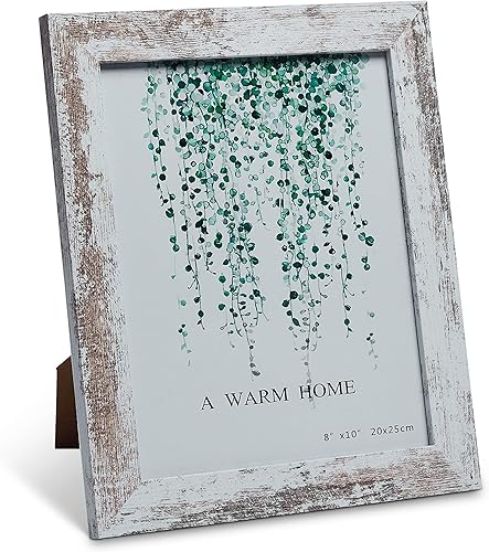 Miniatura 2 de Marco rústico de madera blanca, 8 x 10 pulgadas, juego de cuatro, diseño antiguo, madera de granero, casa de campo, estilo shabby chic, grano único,