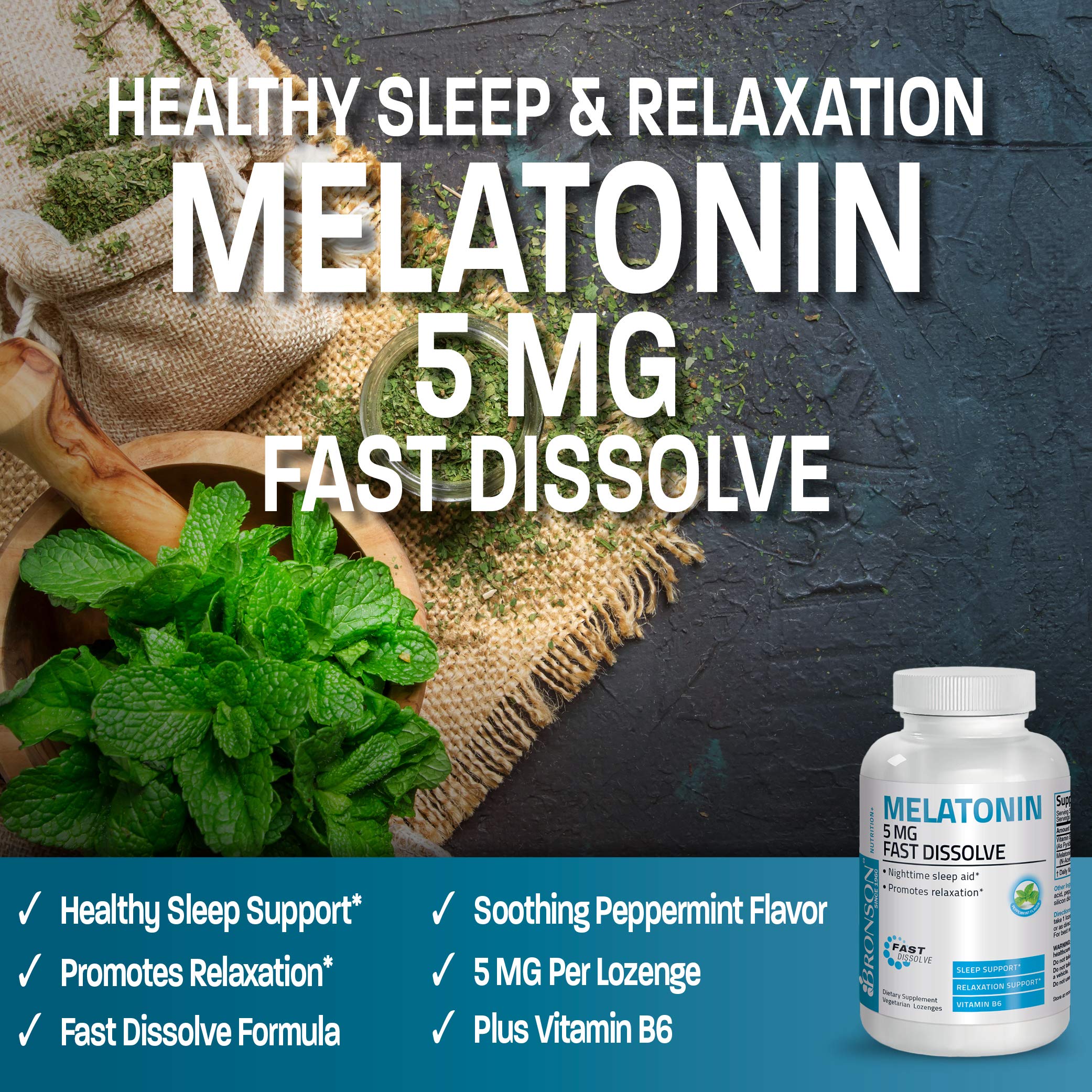 Bronson Melatonin 5 mg Fast Dissolve Sleep Support, 360 Vegetarian Lozenges — Amazon image 3