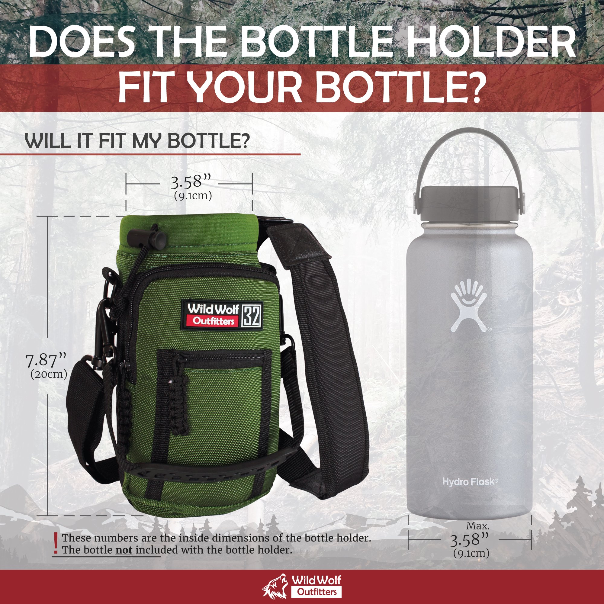 Wild Wolf Outfitters - Portaborraccia per borracce da 907,2 g (32 oz), per trasportare/proteggere/isolare, portaborraccia militare con 2 tasche e tracolla imbottita regolabile